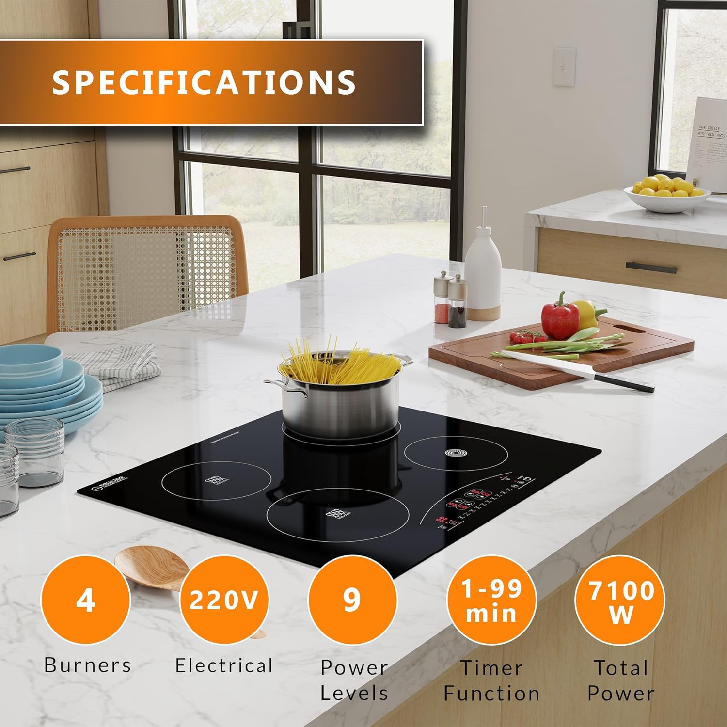 Equator 24-inch Electric Hybrid Cooktop with 2 Induction & 2 Ceramic Burners Dual Cooking Modes for Flexible, Fast, and Efficient Cooking Sleek Built-in Design