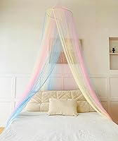 Vista 3 de Comtelek Mosquitera Dosel de Cama para Niñas, Cortinas de Dosel de Cama Arcoíris Tamaño Full Queen desde el Techo, Mosquitera de Cúpula Tienda