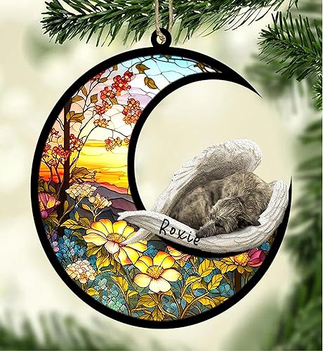 Miniatura 37 de Chow Chow Dog Memorial Suncatcher, adorno de Navidad Chow Chow con nombre, atrapador de pérdida de mascotas, regalos para los amantes de los perros