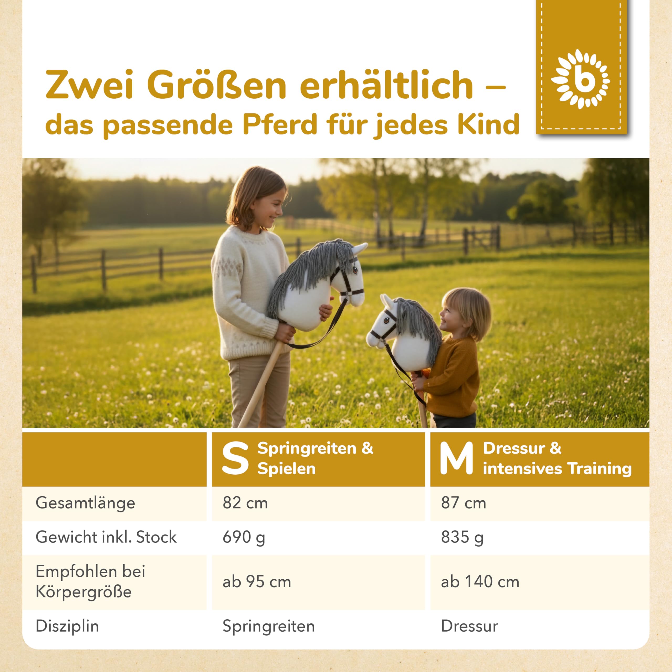 Bieco Hobby Horse konik na kijku, pleśń, rozmiar M, z wyciągami, zdejmowany kij i ogon, do jazdy konnej, ujeżdżania i gier, hobby