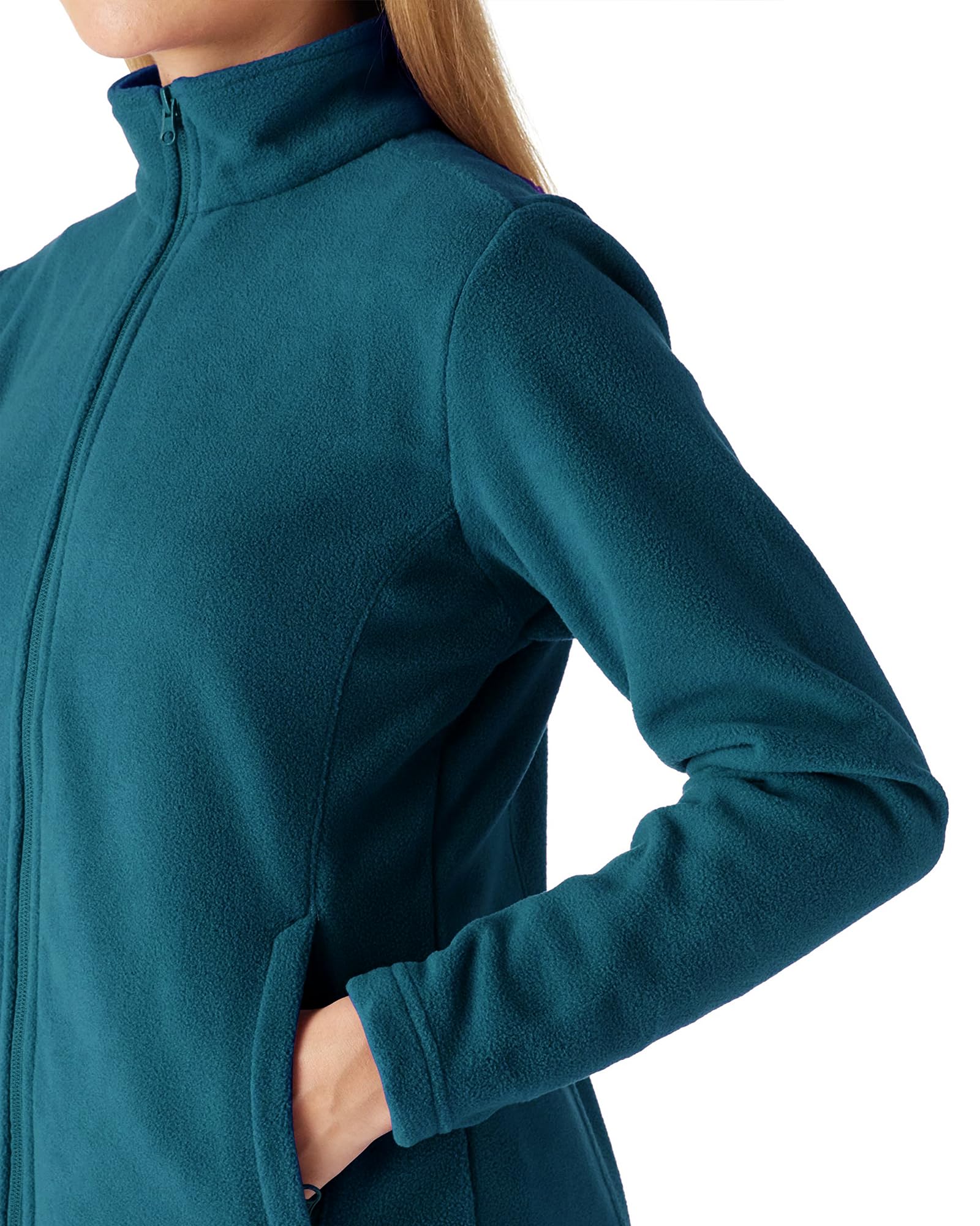 Outdoor Ventures Veste polaire légère et chaude à manches longues avec fermeture éclair pour femme pour l'automne et l'hiver