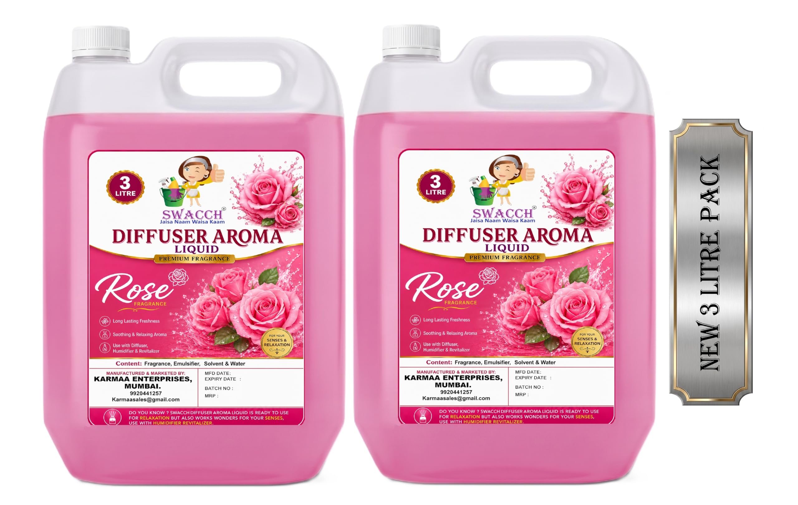 Diffuser Aroma Liquid Rose Ready to use 3 Litre Pack of 2 I Home Fragrance I Best For Aromatherapy I Helps in Meditation I Used In Diffusers I Water Based-image-27