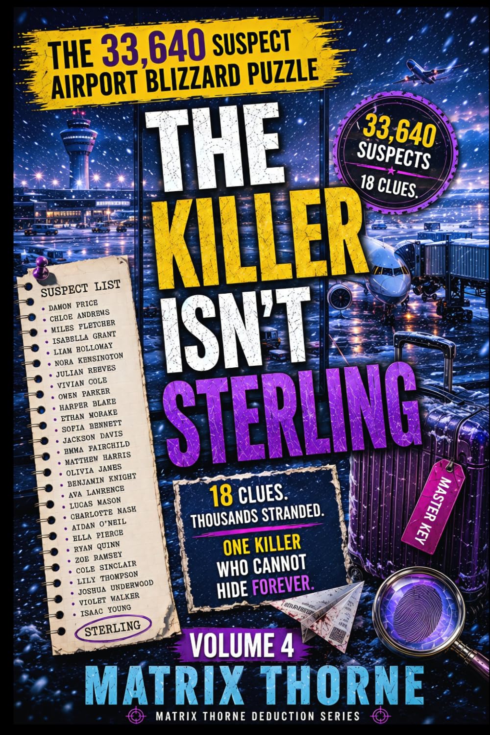 The Killer Isn't Sterling:The 33,640 Suspect Airport Blizzard Puzzle: 18 Clues. Thousands Stranded. One Killer Who Cannot Hide Forever. (MATRIX THORNE DEDUCTION SERIES)