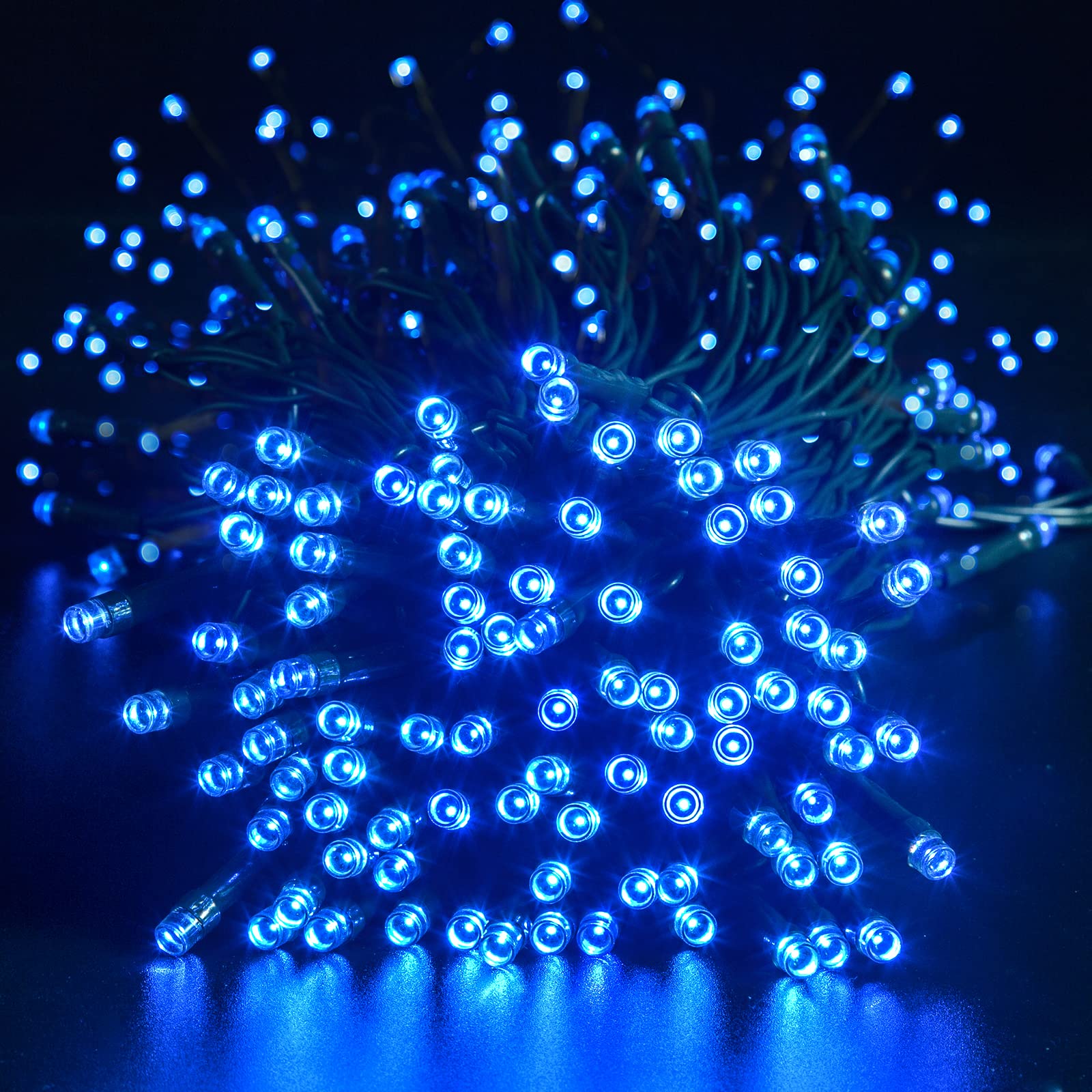 Quntis Outdoor Christmas Tree Lights Battery Operated Blue White 40M 300LED
