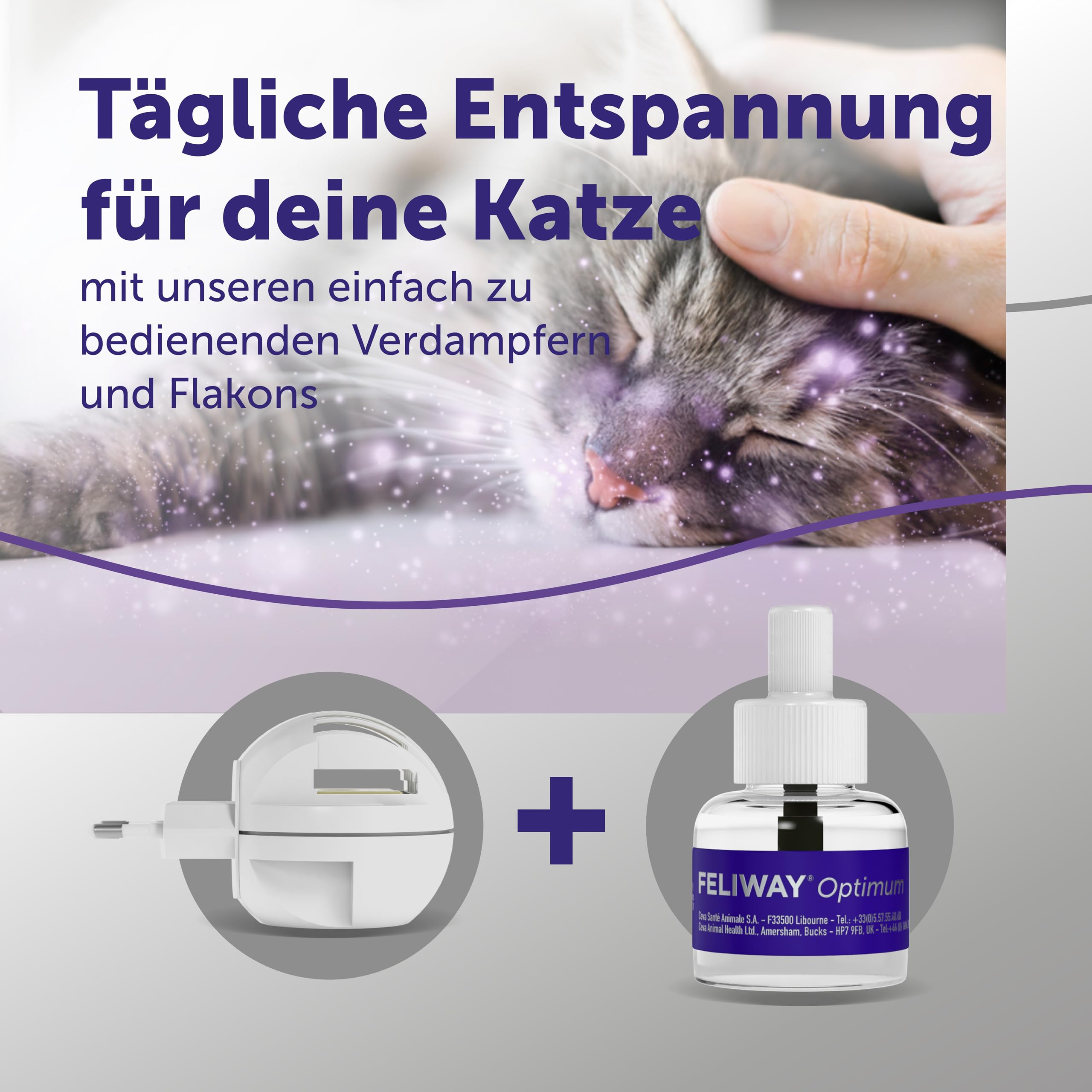 FELIWAY Optimum Start-Set | Pheromone für Katzen | Verdampfer für die Steckdose + 48ml Flakon | Diffuser gegen Stress, für mehr Harmonie | 30 Tage Wirkung | von Tierärzten empfohlen, klinisch getestet