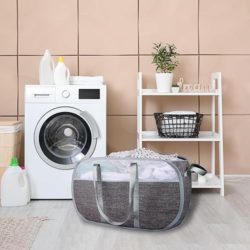 Miniatura 6 de Collapsible mesh pop-up laundry basketReinforced and elongated shoulder strap Hampers for Laundry, Clothing Storage & Room Organization, Perfect for