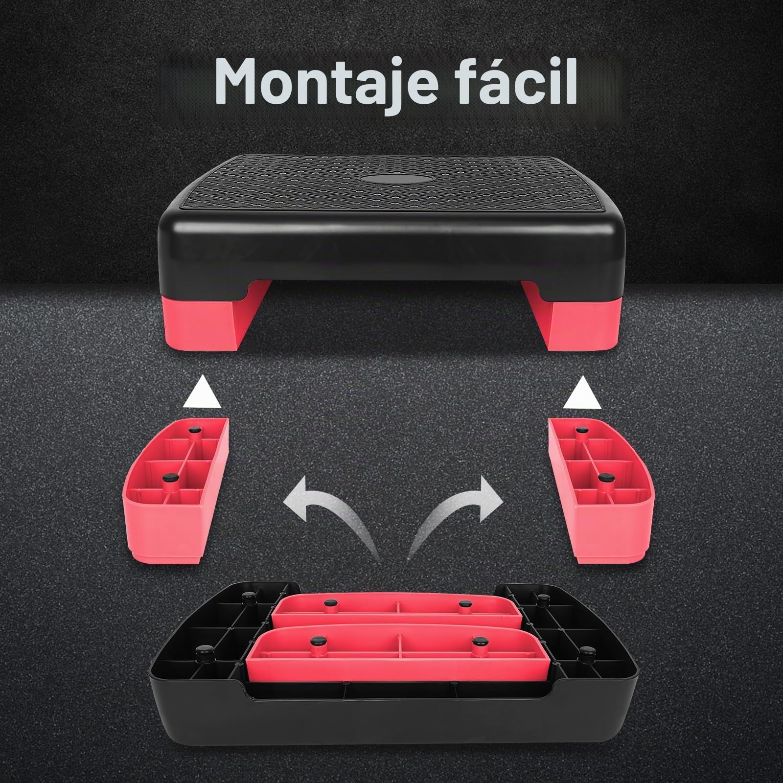 2 Levels Height Adjustable Workout Aerobic Step Stepper in Fitness & Exercise Step Platform Trainer Stepper with 2 Risers Adjust 10cm - 15cm