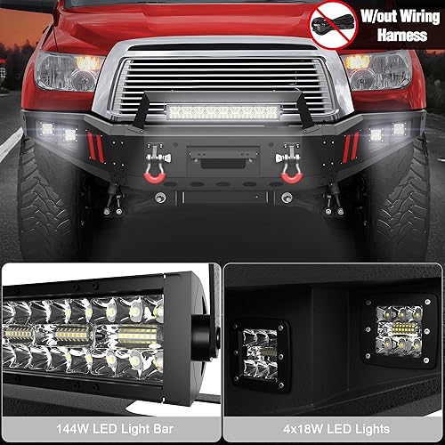 Miniatura 7 de Parachoques delantero compatible con Toyota Tundra 2007-2013, parachoques negro texturizado de ancho completo para Tundra 2007 2008 2009 2010 2011