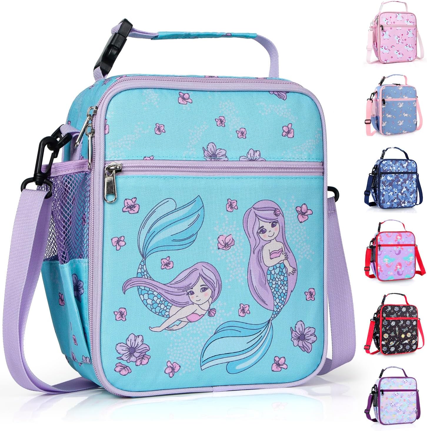 Kids Insulated Lunch Box Bag, Thermal Picnic Cool Bags with Adjustable Strap for Adults Children Women Men Boys Girls School Work (Blue)