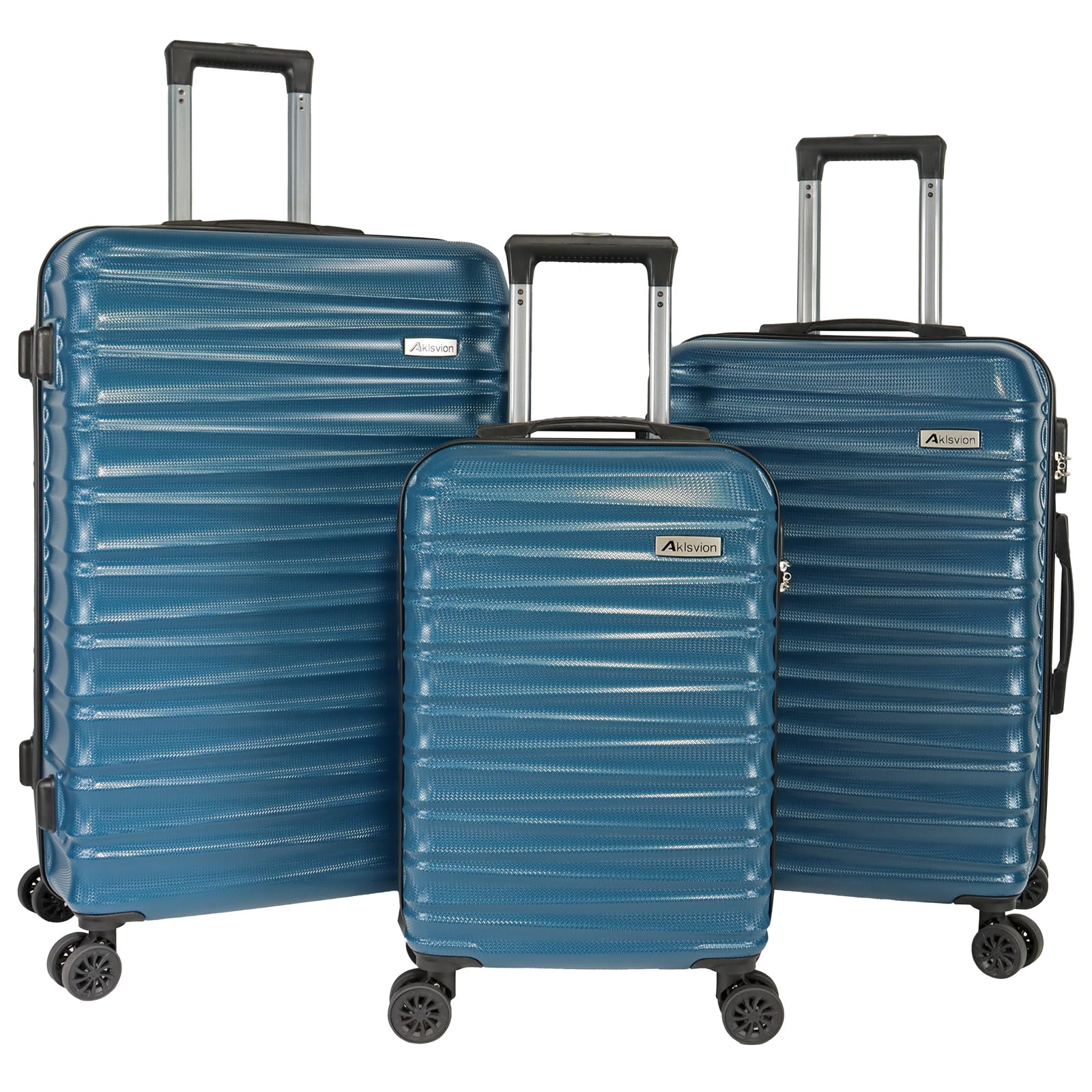 Aklsvion 3 Piece Luggage sets,Luggage suitcase sets,Lightweight PC Hardside Spinner Trolley,luggage set of 3,Suitcase Sets of 3(20”/24”/28”)-Navy Blue