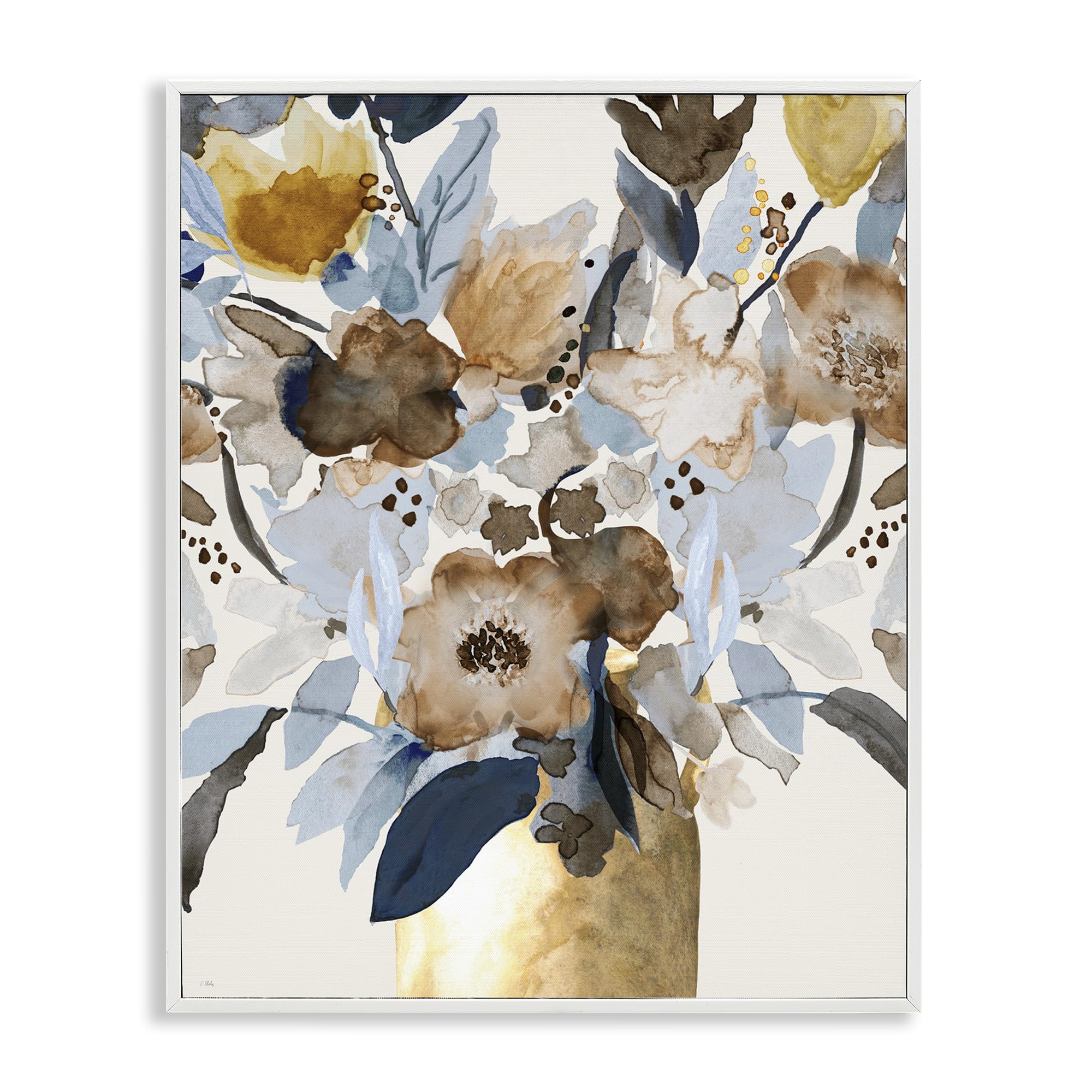 Stupell Industries 'Expressive Earthy Blossoms', Framed Giclee Art, White, 11 x 14 Inches, Easy to Hang and Sturdy, Made in USA, by Val Rhodes