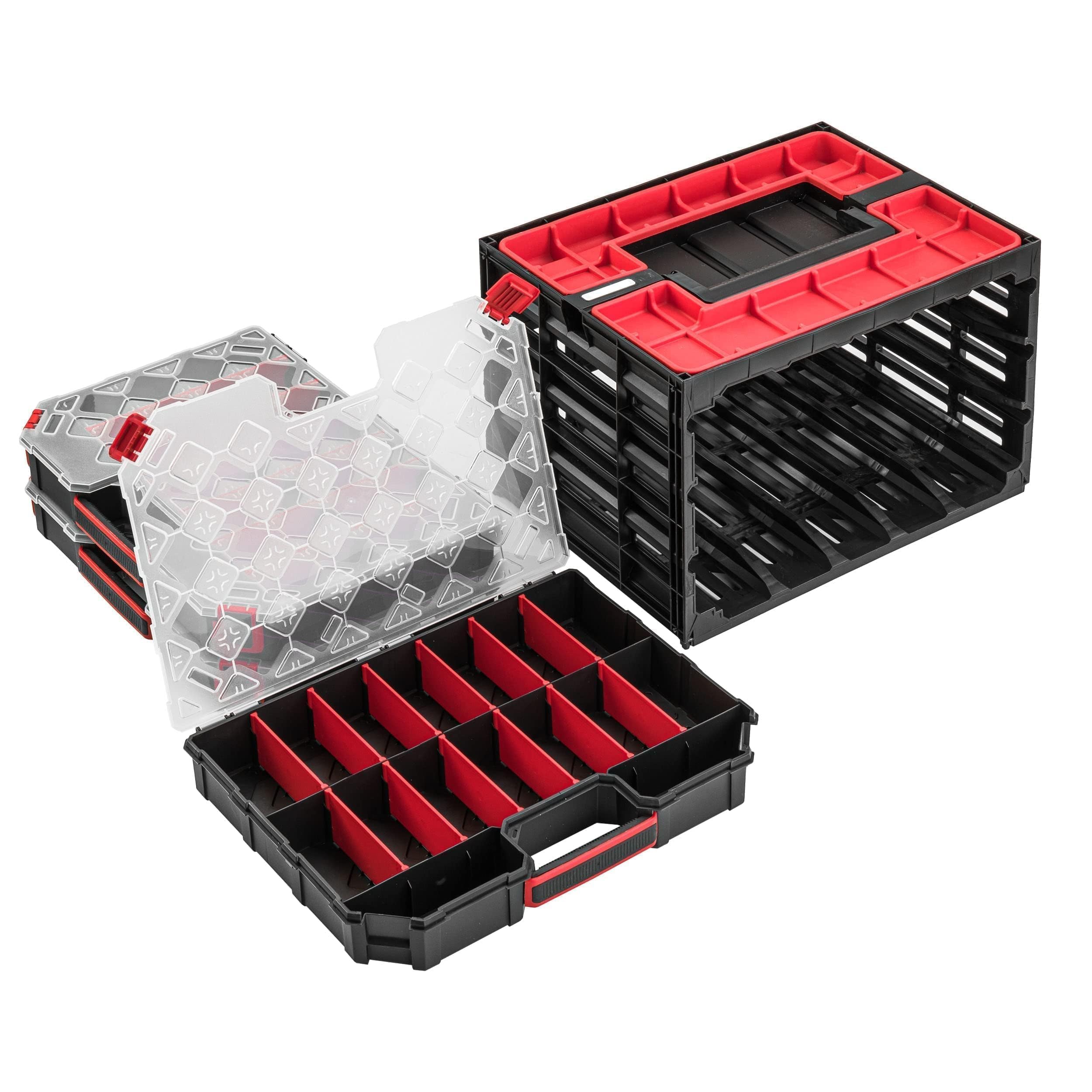botle Organizador para tornillos, contenedor de taller, 29 x 41,5 x 29,5 cm, universal, maletín, armario de herramientas, caja de clasificación, cajas de clasificación, garaje