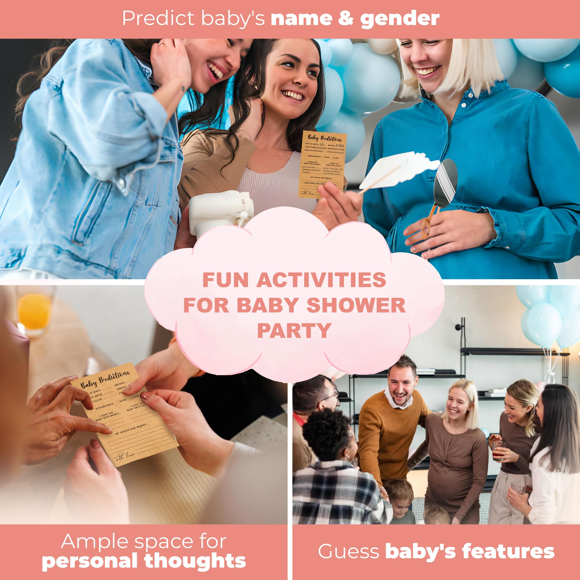 Baby Prediction & Advice Cards For Baby Shower - Rustic Gender Neutral Cards With Wooden Box - View #10