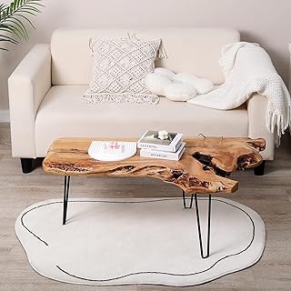 WELLAND Live Edge Cedar Wood Coffee Table 41" W x 21" D x 16" H Rustic Cocktail Table for Living Room, Patio, Bedroom, Home Office