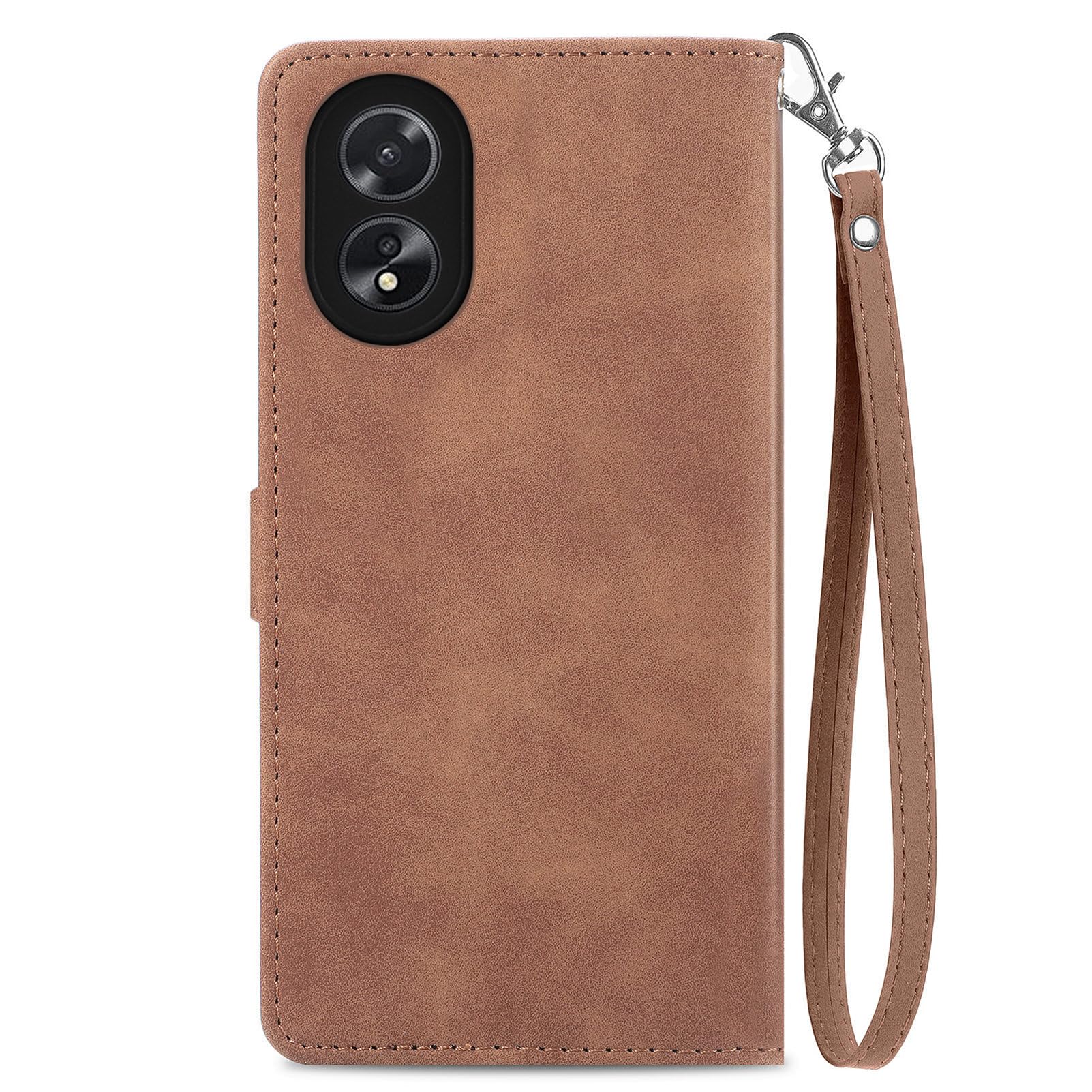 WBWONE Leather Folio Cover per OPPO A38 4G / A18, Goffratura a Farfalla Custodia in Pelle PU Magnetica Libro Flip Portafoglio Case con [Funzione Stand]. Oro Rosa