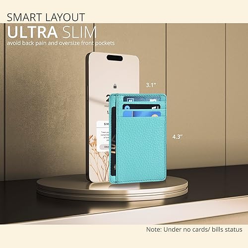 Miniatura 3 de Cartera minimalista de cuero para hombres y mujeres RFID bolsillo frontal de cuero tarjetero carteras