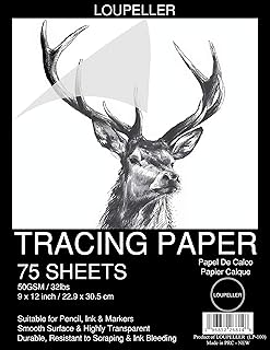 9” x 12” Tracing Paper Pad – 75 Sheets of 32lb / 50g – Wrinkle Free Highly Transparent Tracing Paper for Drawing – Works with Pen, Pencil & Marker – for Artists, Architects & Kids