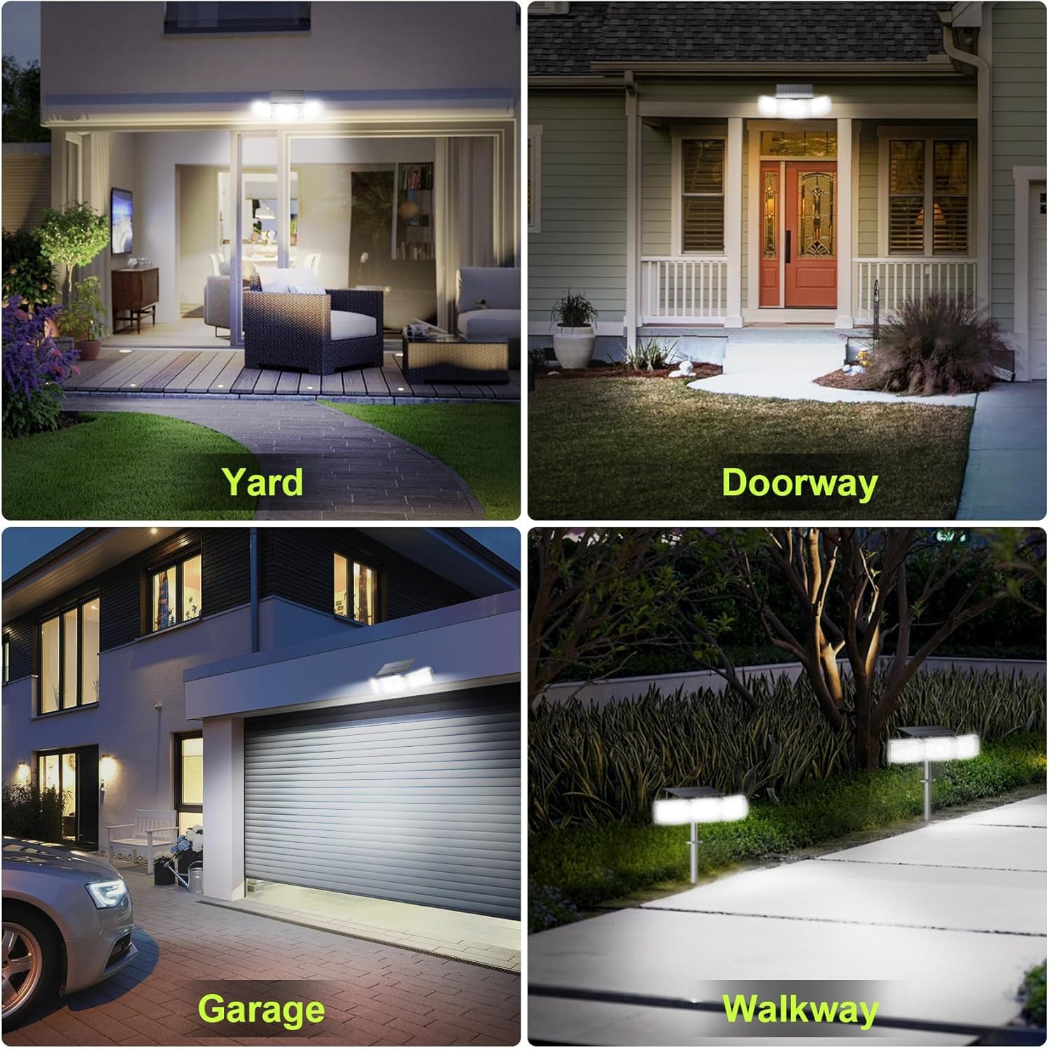 Motion Sensor Outdoor Lights, 3600LM 260 LED Solar Lights with 2 Install Options, 3 Lighting Modes Security Light, IP65 Waterproof Flood Lamp for Garage Porch Walkway, 2 Pack
