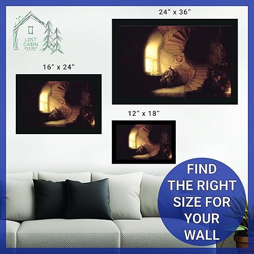 Miniatura 6 de Filósofo de cabaña perdida en meditación por Van Rjin Rembrant  Imprimir marco plano negro  Reproducción de pintura de obras de arte finas  Póster