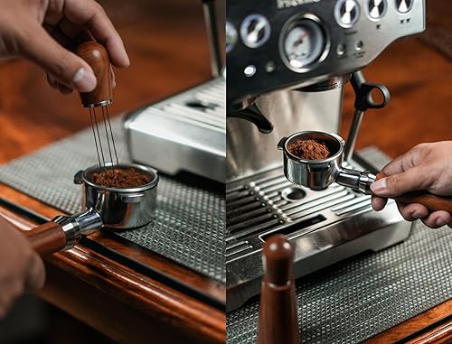 Miniatura 5 de Pawa Portafiltro sin fondo de 2.126 in emparejado con herramienta WDT, incluye cesta de filtro, compatible con Breville Barista Express y máquinas