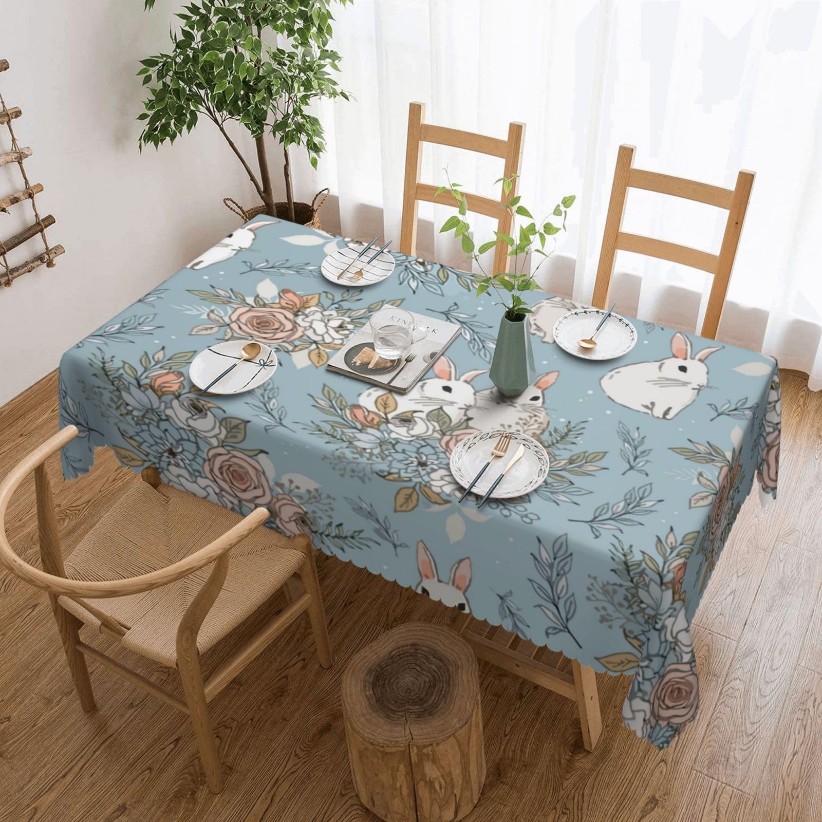 Amazon｜テーブルクロス 面白いうさぎ 撥水 おしゃれ テーブルカバー