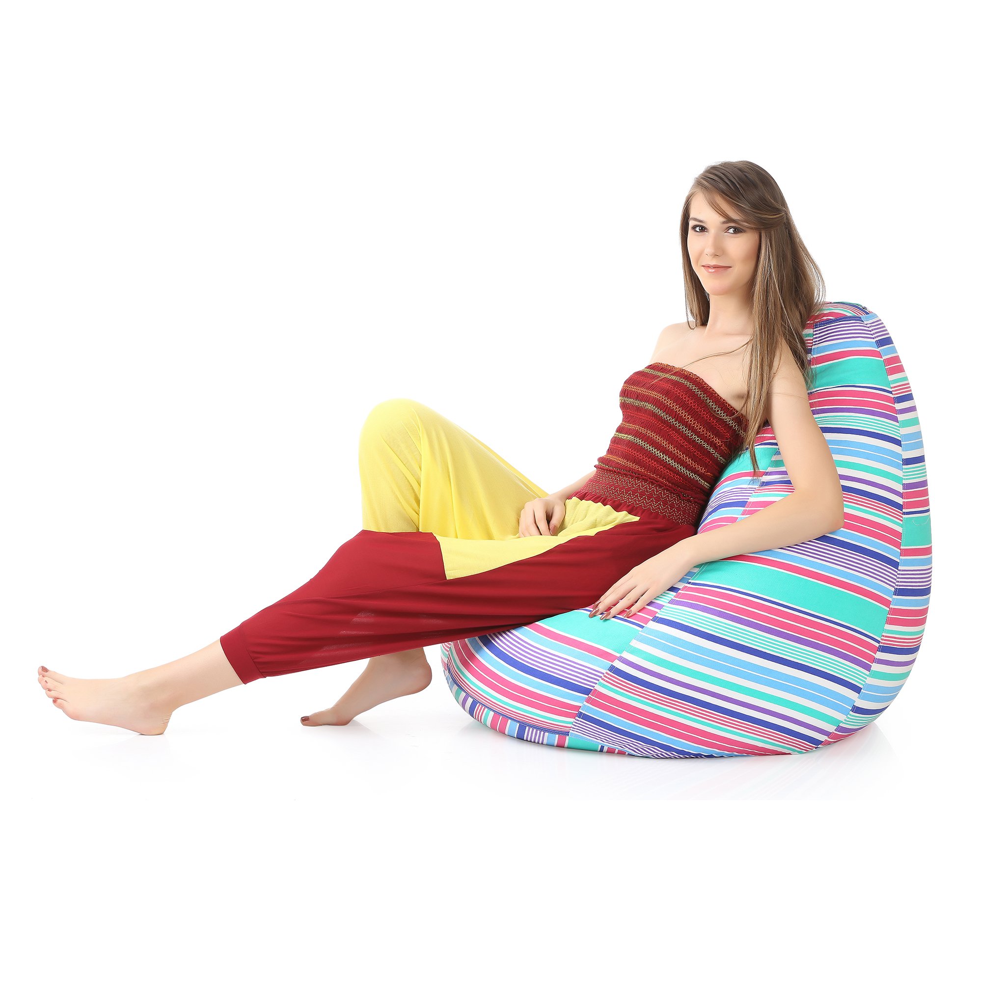 Classic Cotton Canvas Stripes Printed Bean Bag XXXL Size Cover Only-picture-14