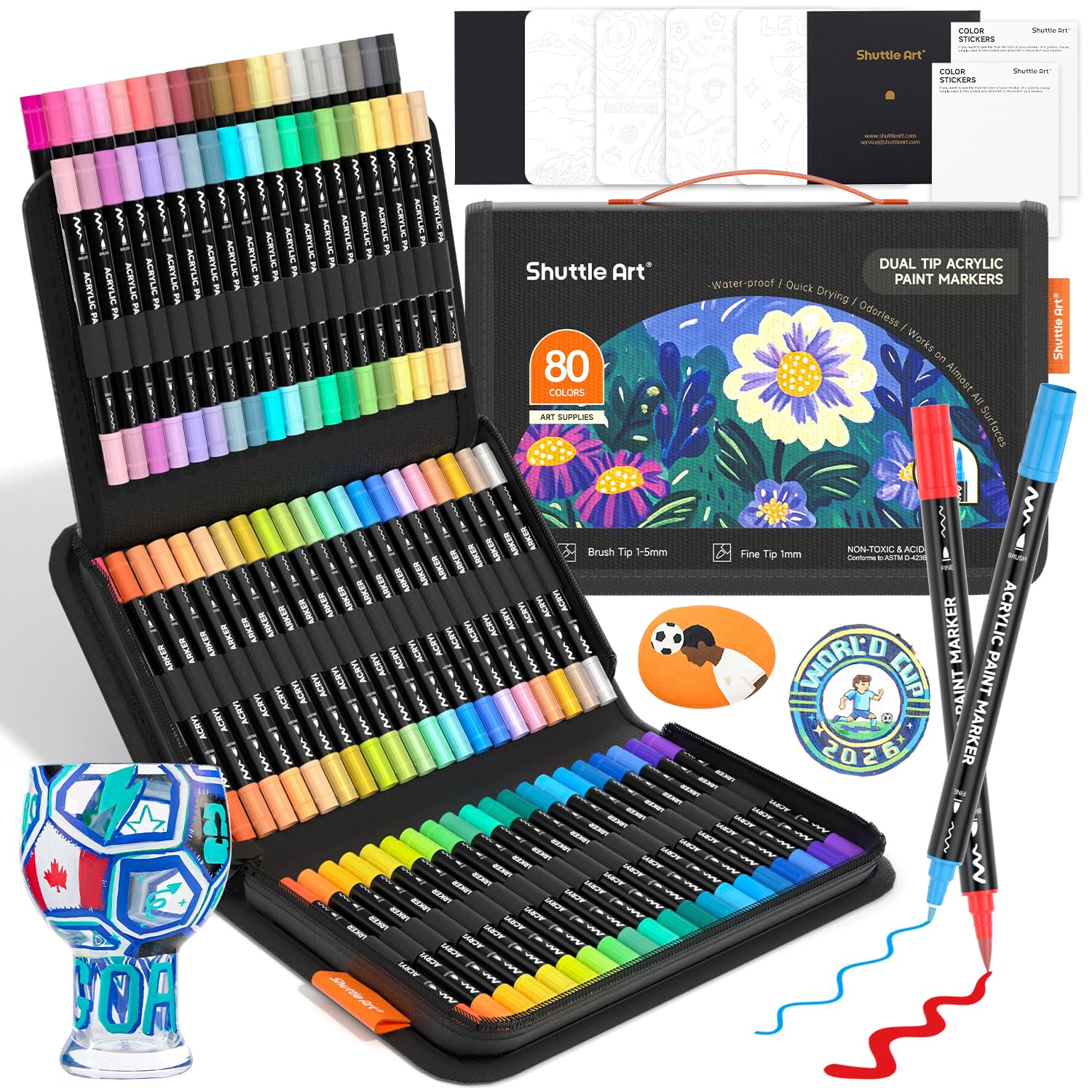 Amazon.com: Shuttle Art 80 Colors Dual Tip Acrylic Paint Markers