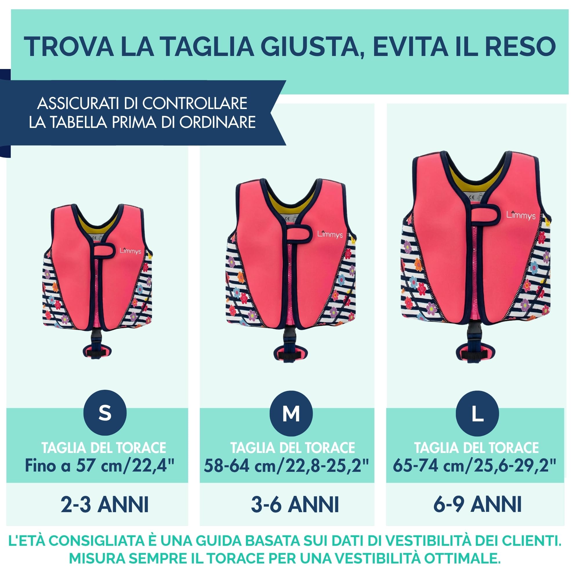 Gilet da Nuoto Limmys per Bambini – Sistema di Galleggiamento Regolabile a 8 Pannelli, Certificato CE, Design Premiato, Comfort in Neoprene Morbido, Struttura Resistente, Sacca Inclusa