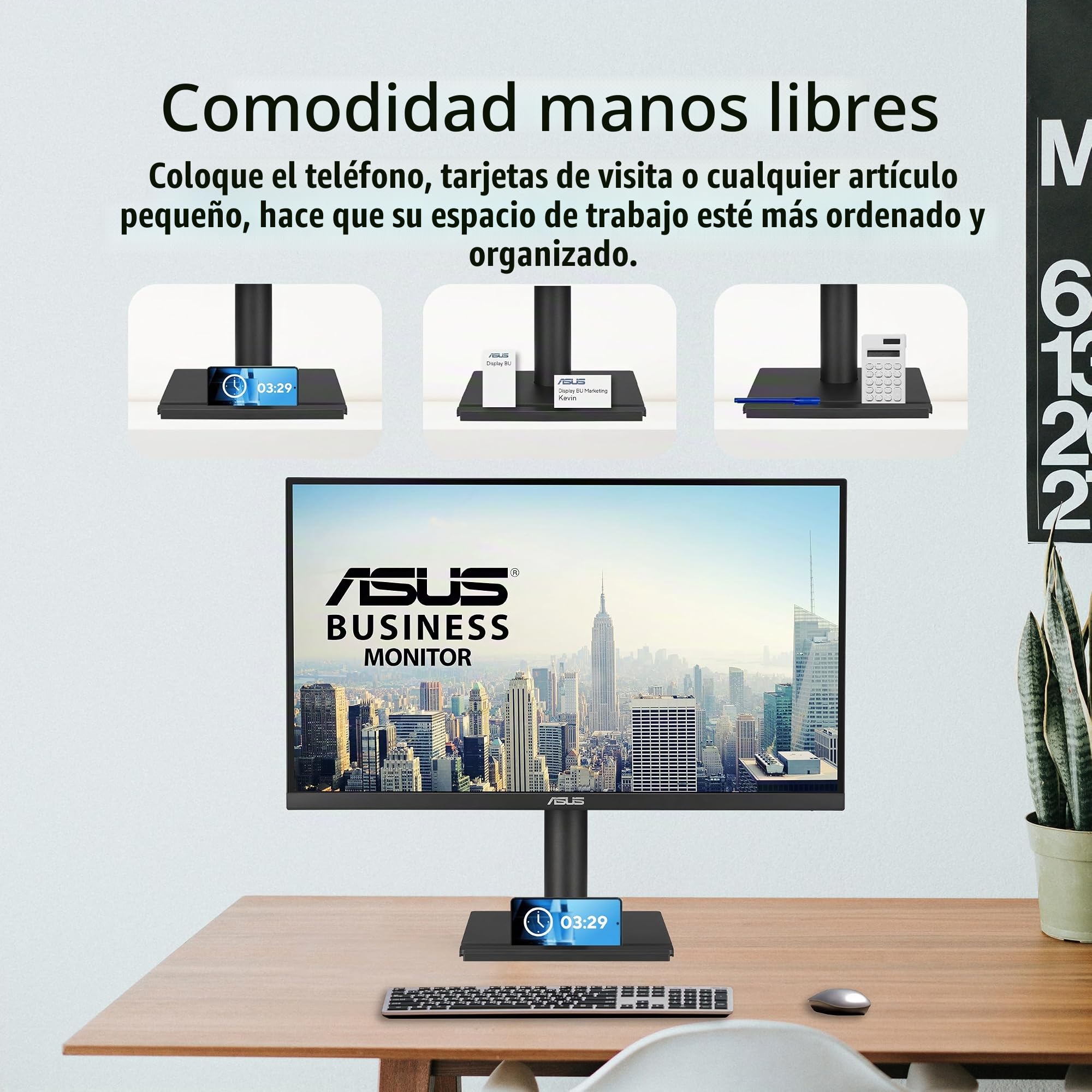 ASUS VA27UCPS - Monitor Profesional de 27", 4K UHD (3840x2160), IPS, 99% sRGB, HDR-10, USB-C, Altavoces estéreo, antiparpadeo, Filtro de luz Azul, ergonómico, Montaje en Pared, sostenibilidad