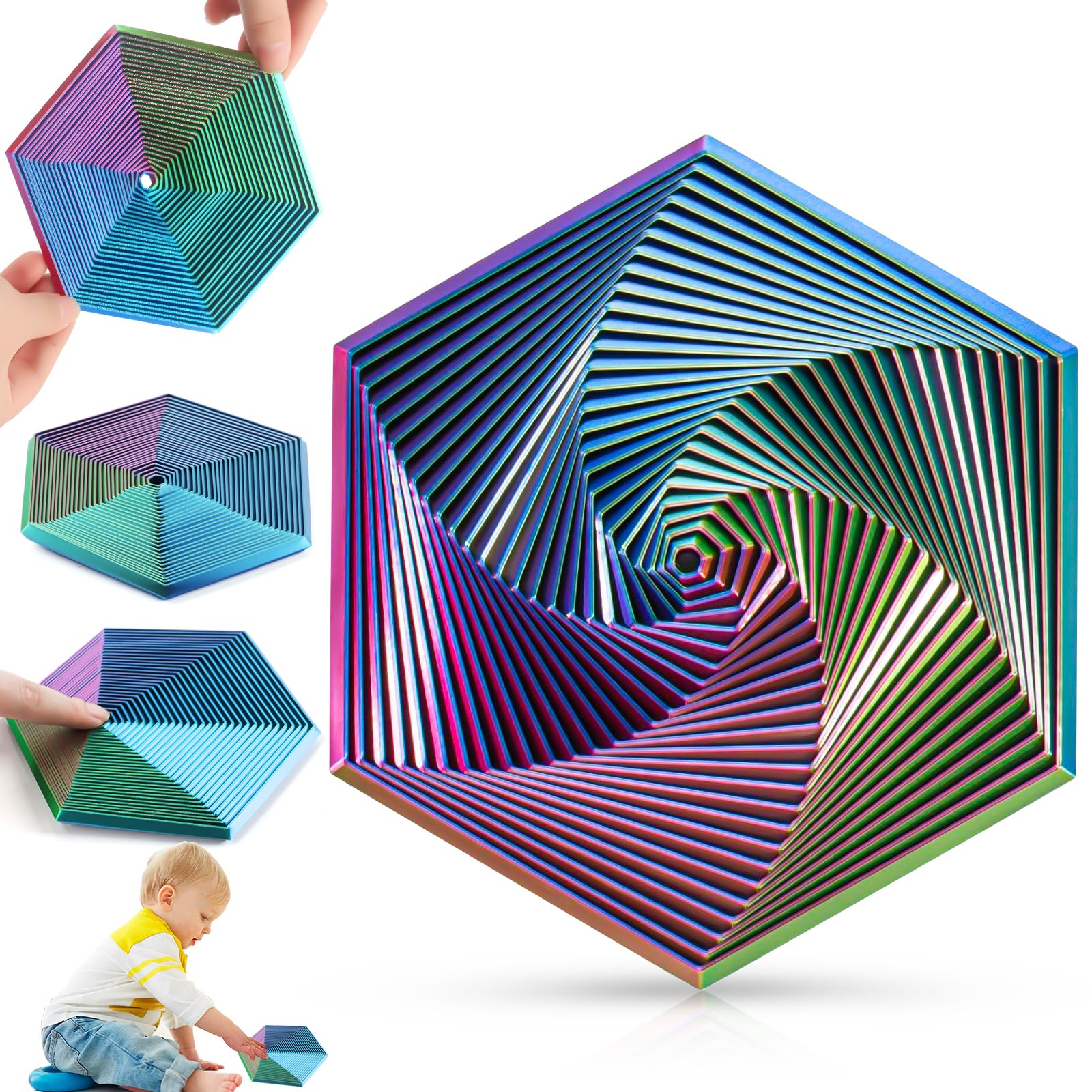 TIVUNORON Fractal Fidget Hexagon, Fractal Fidget Hexagon, Hexagon 3D Anti-Stress Toy