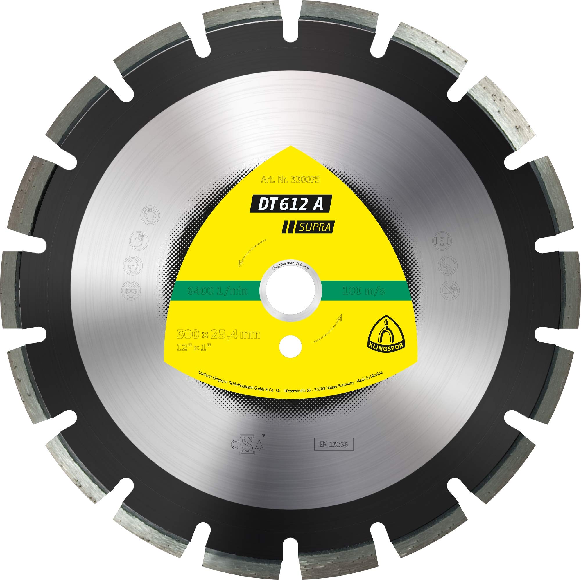 DT 612 A - Disco de corte de diamante (500 x 3,7 x 25,4 mm, 30 segmentos 40 x 3,7 x 10 mm, dentado ancho) : 330079