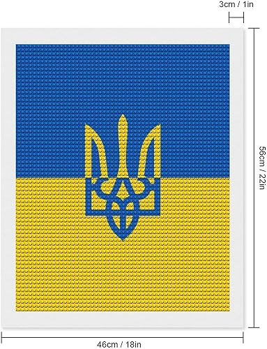 Miniatura 2 de Kits de pintura de diamantes de bandera ucraniana, pintura de bricolaje de taladro completo, pintura de diamantes, arte para decoración de pared del