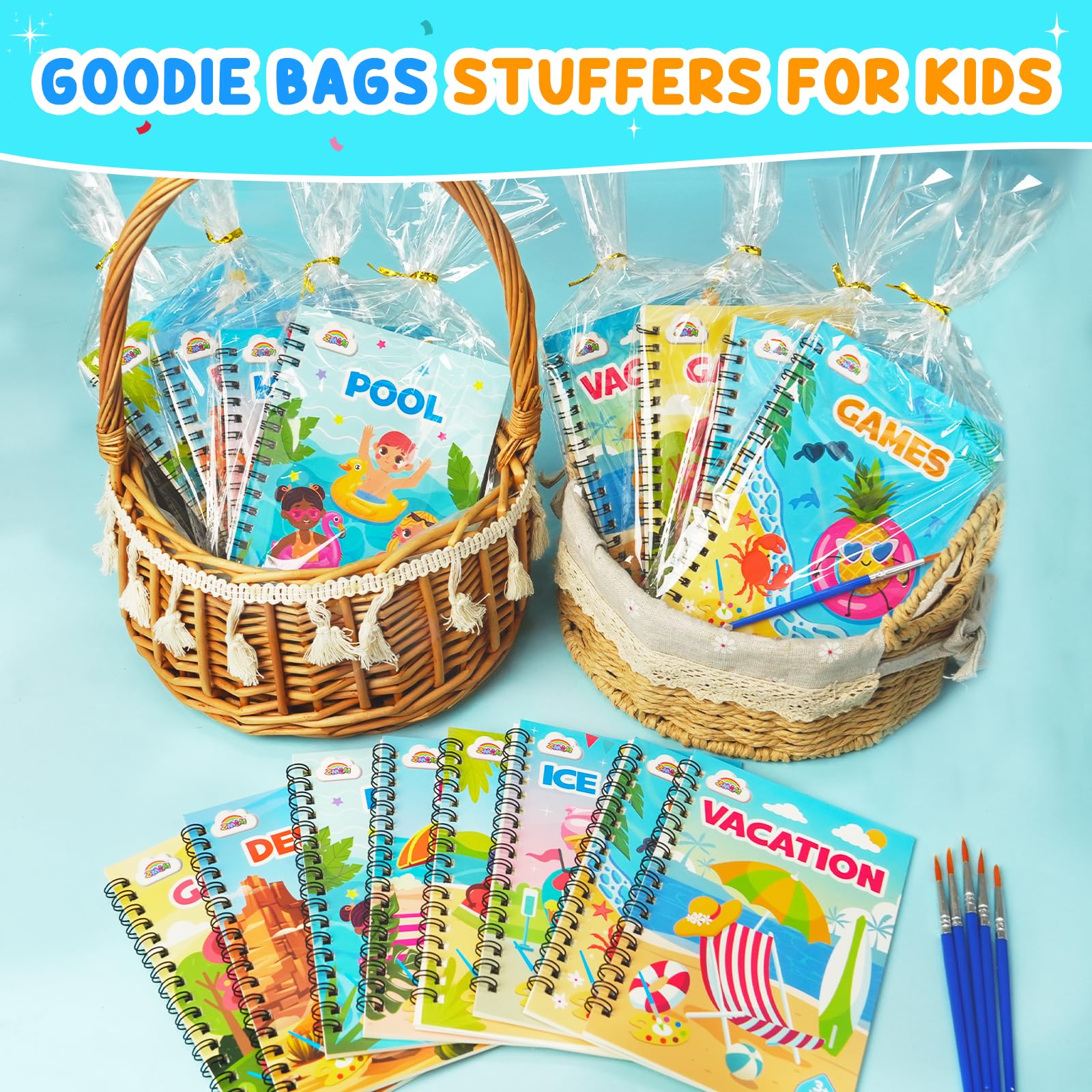 ZMLM Libri da Colorare gadget compleanno bambini, mini libri da colorare Carta per Pittura ad acqua per di 4-8anni Bambini Regalo Gadget Regalini fine Festa Compleanno (24 Estate)