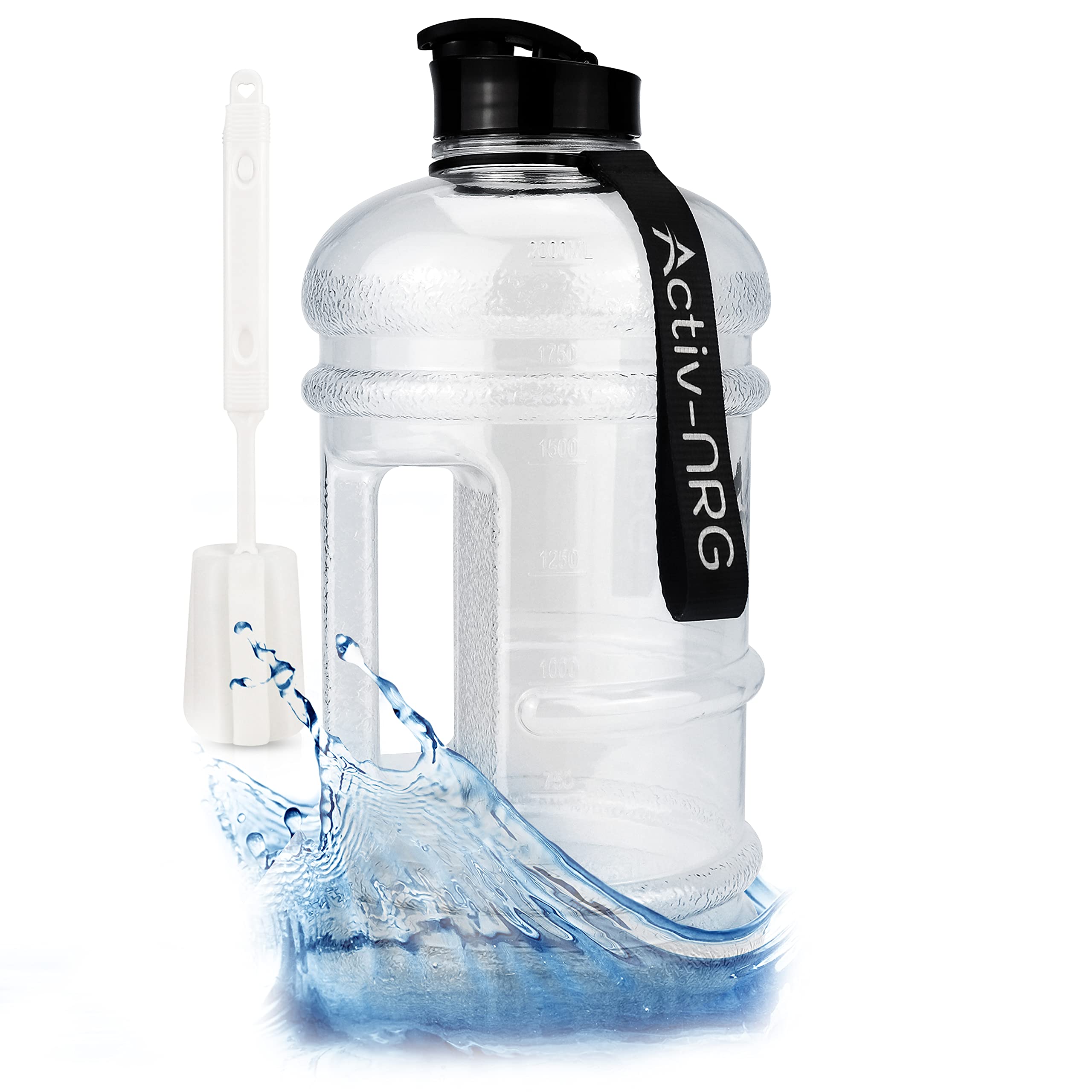 Activ-Nrg Clear 2.2 Litre Water Bottle Xl Jug Bpa Free, Flip Cap, Perfect For Gym, Sports, Outdoor, Recommended Daily Intake (Clear)