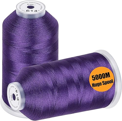 Miniatura 9 de New brothread - 2 Huge Spools 5000M Each Polyester Embroidery Machine Thread 40WT for Commercial and Domestic Machines - White