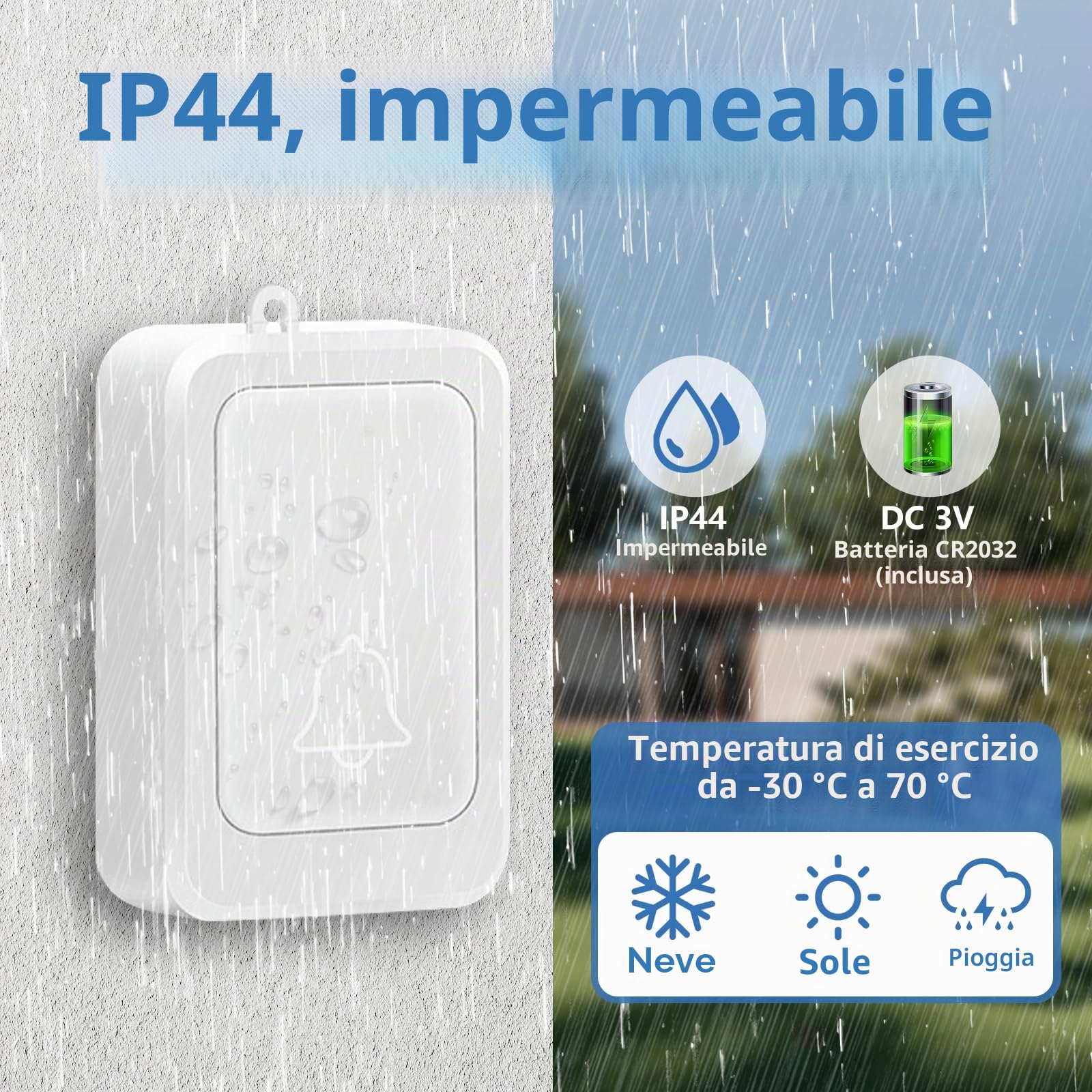 Campanello Flash Rumoroso con 7 colori di luce brillante e 4 volumi, campanello wireless da 183 m, a casa/ufficio, adatto per anziani, persone con problemi di udito, 2 trasmettitori con 3 ricevitori