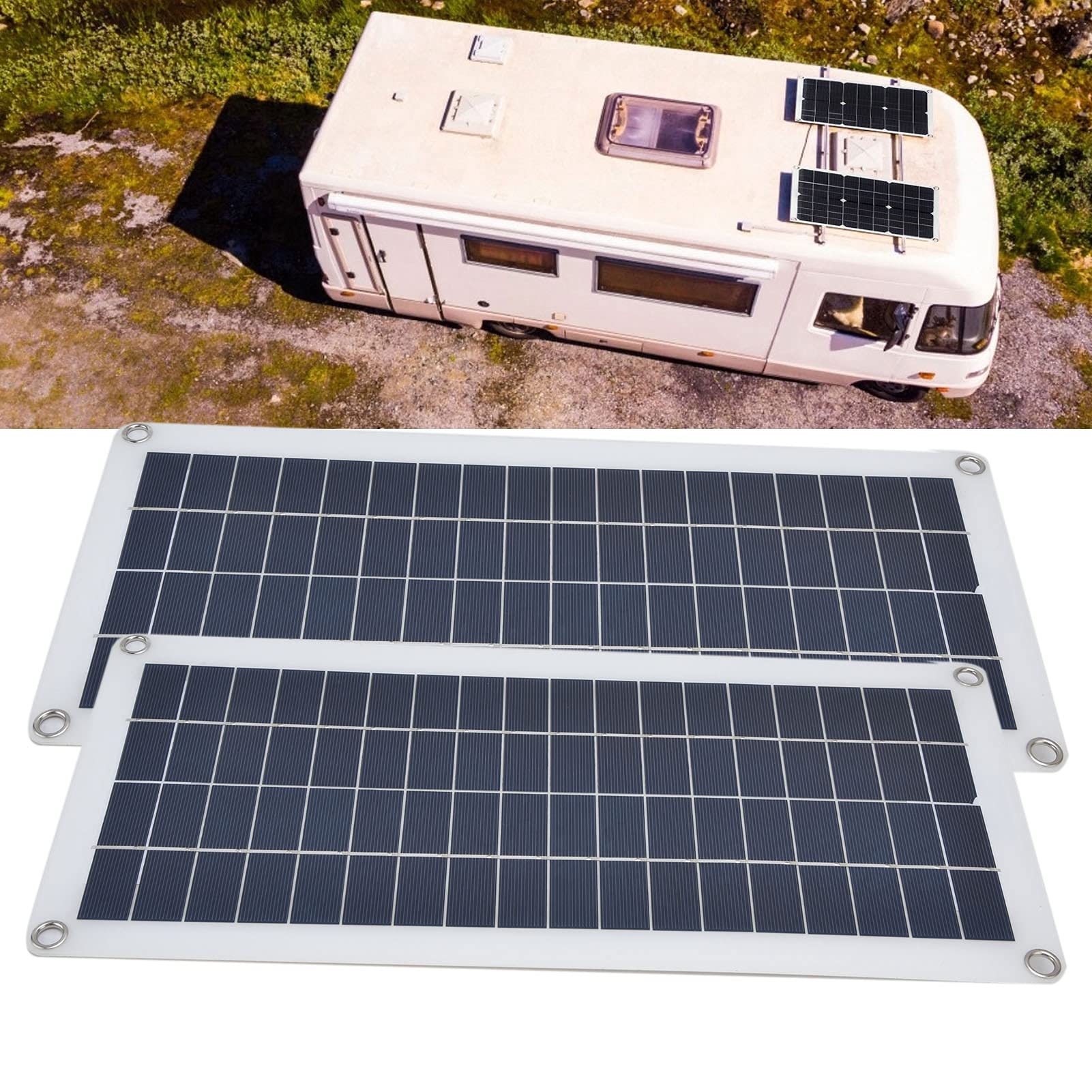 Panneau Solaire Monocristallin 2x10W, Chargeur d'Urgence avec Port USB pour Charger Appareils, Portable pour Véhicules, Bateaux, Activités Extérieures