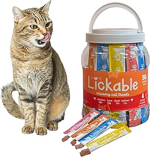 Fieldcrest Farms Lickable Creamy Cat Treats – 50ct Variety Pack – 4 Savory Flavors (Chicken, Tuna, Duck, Salmon) with Taurine – Smooth, Tasty Cat Treat Tubes – Serve by Hand, Dish, or as a Topper