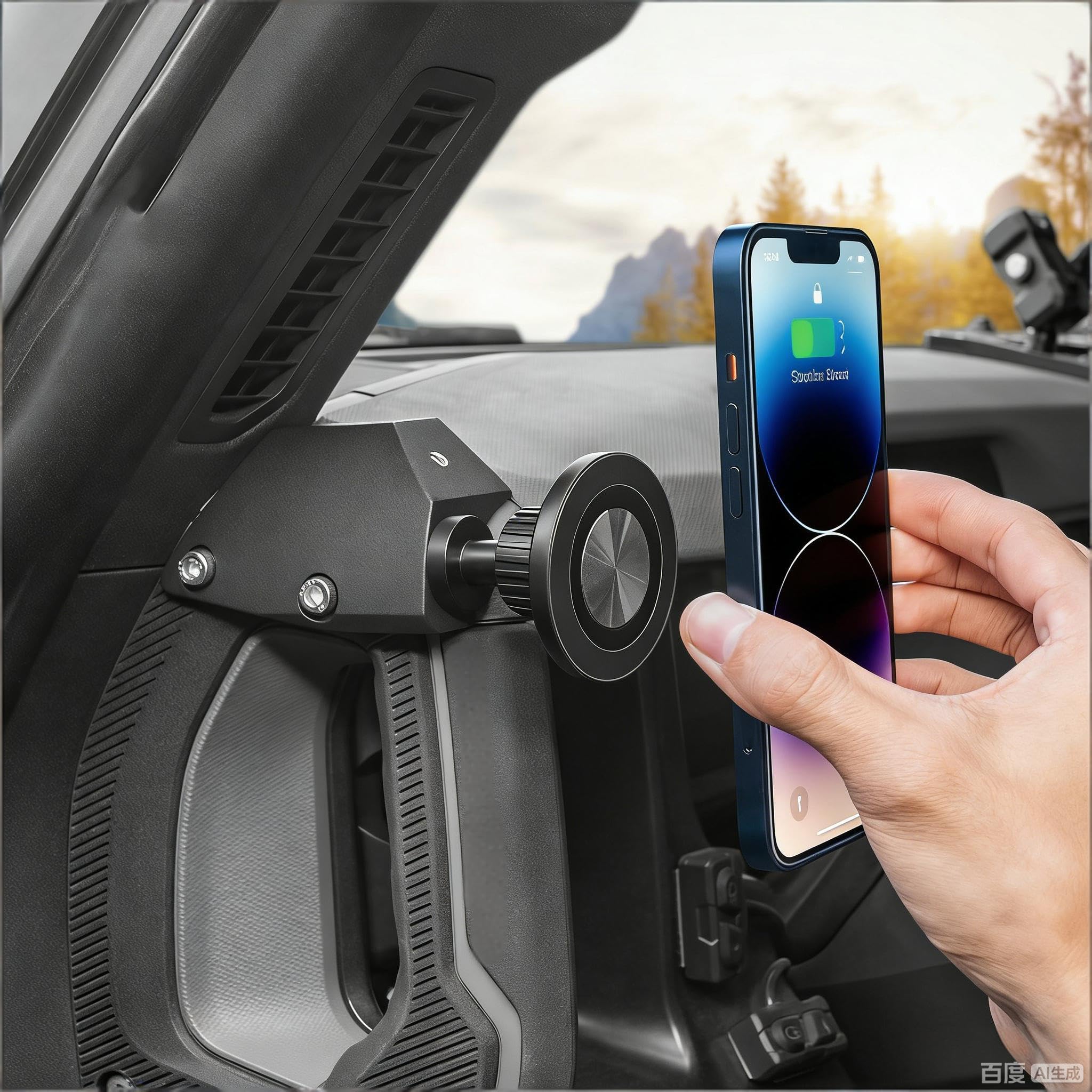 Soporte magnético para teléfono de coche para Ford Bronco 2021-2025, soporte magnético giratorio de 360°, lado del conductor (no para Bronco Sport)