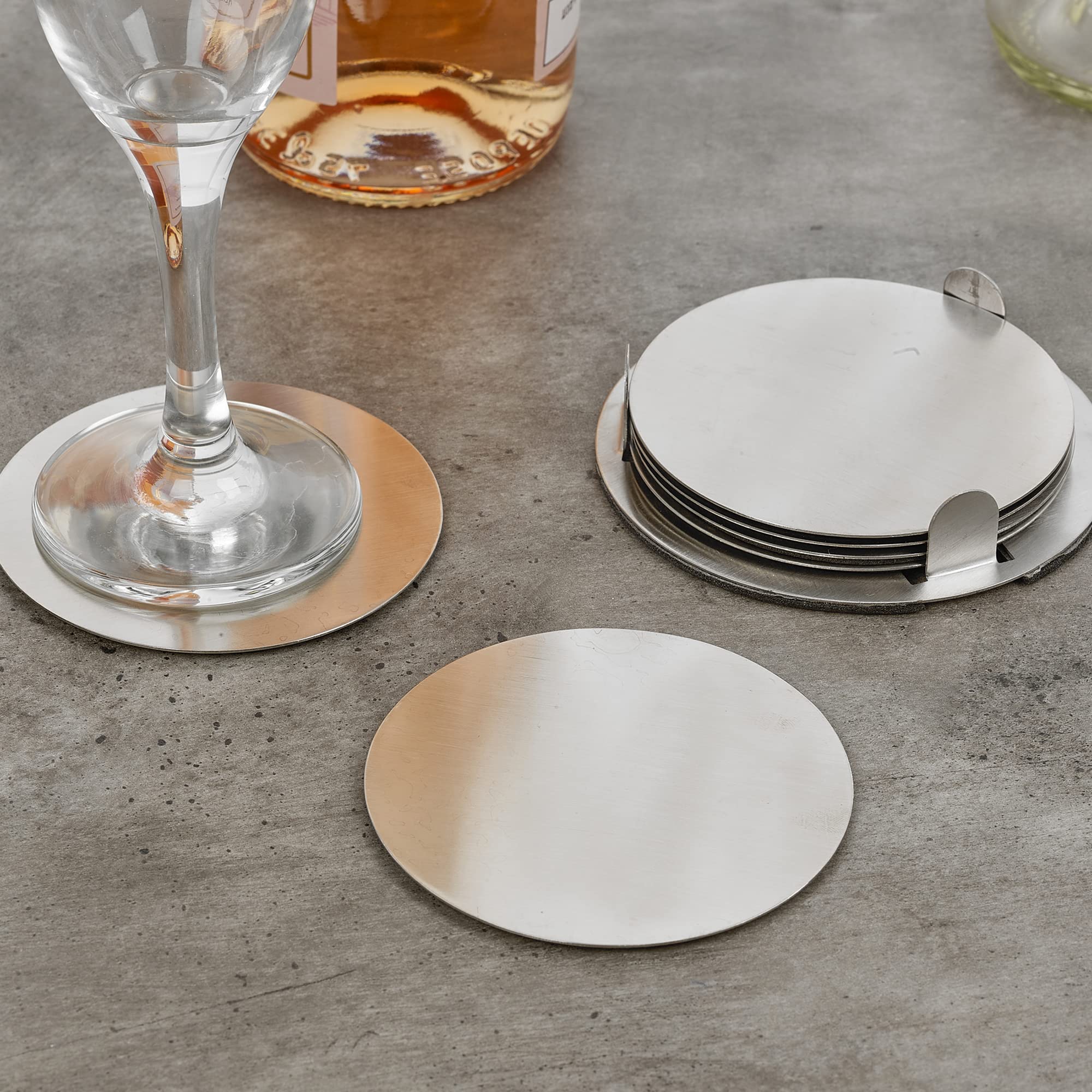 Lot De 10 Sous-verres En Métal Argenté – 2 Styles, Diamètre 9,5 Cm, Occasion