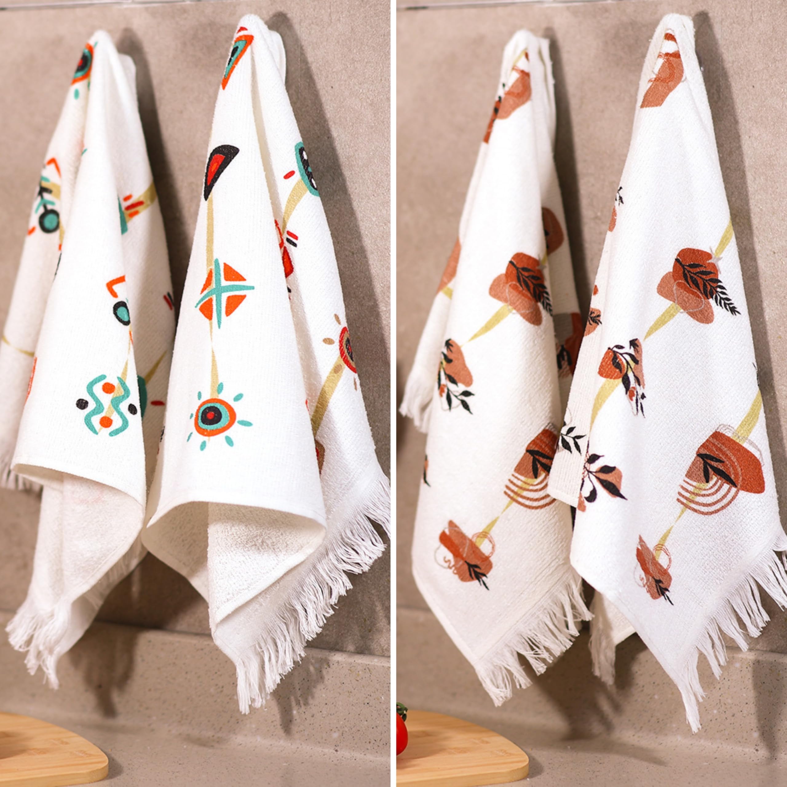 Lot de 6 torchons de cuisine à 3 motifs – Séchage rapide et non pelucheux (40,6 x 61 cm) décoratifs, doux et modernes – Polyvalents, parfaits comme essuie-mains, torchon et vêtements de