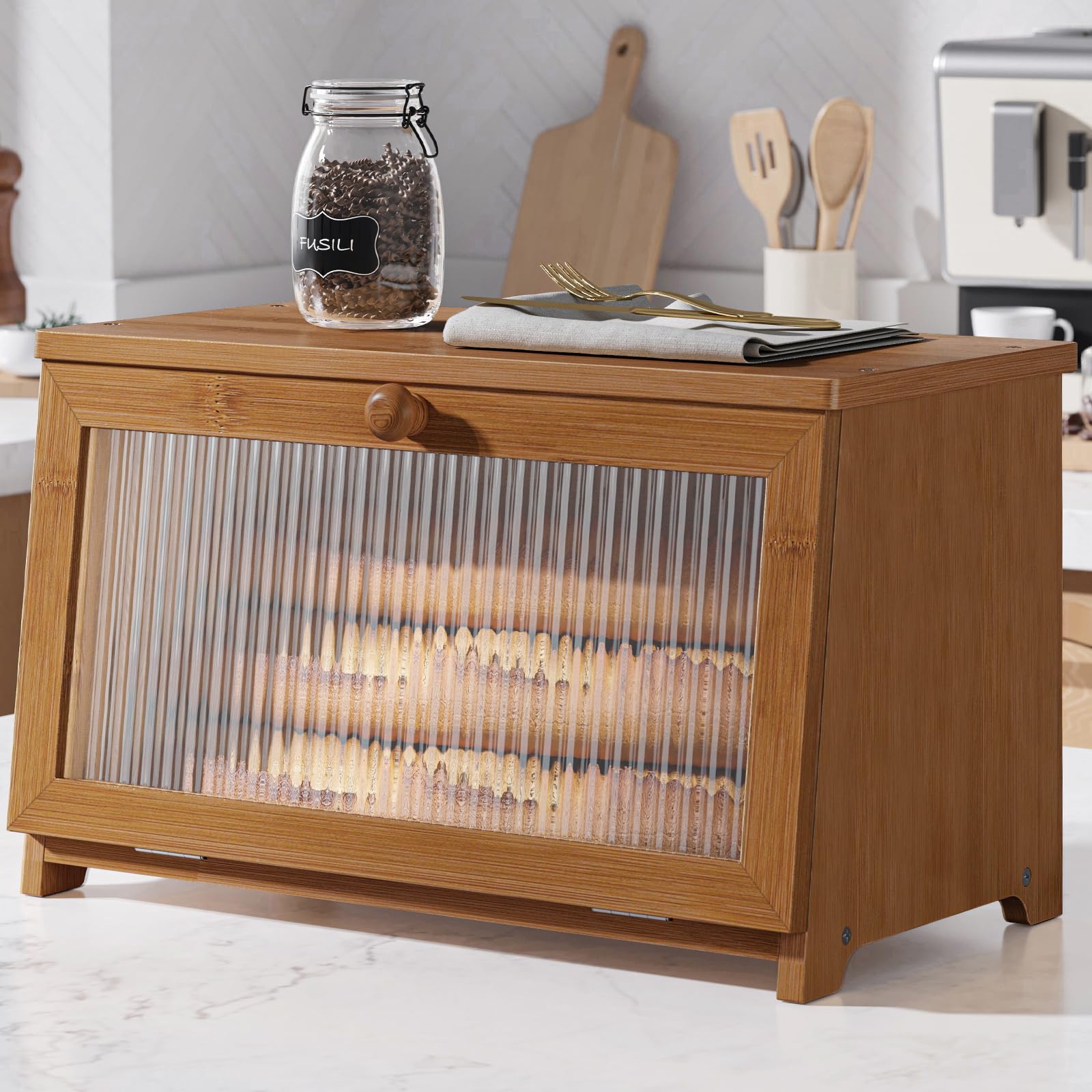Kitsure Wooden Bread Box - Fresh Bread Storage -9 Kitsure Wooden Bread Box - Fresh Bread Storage -9