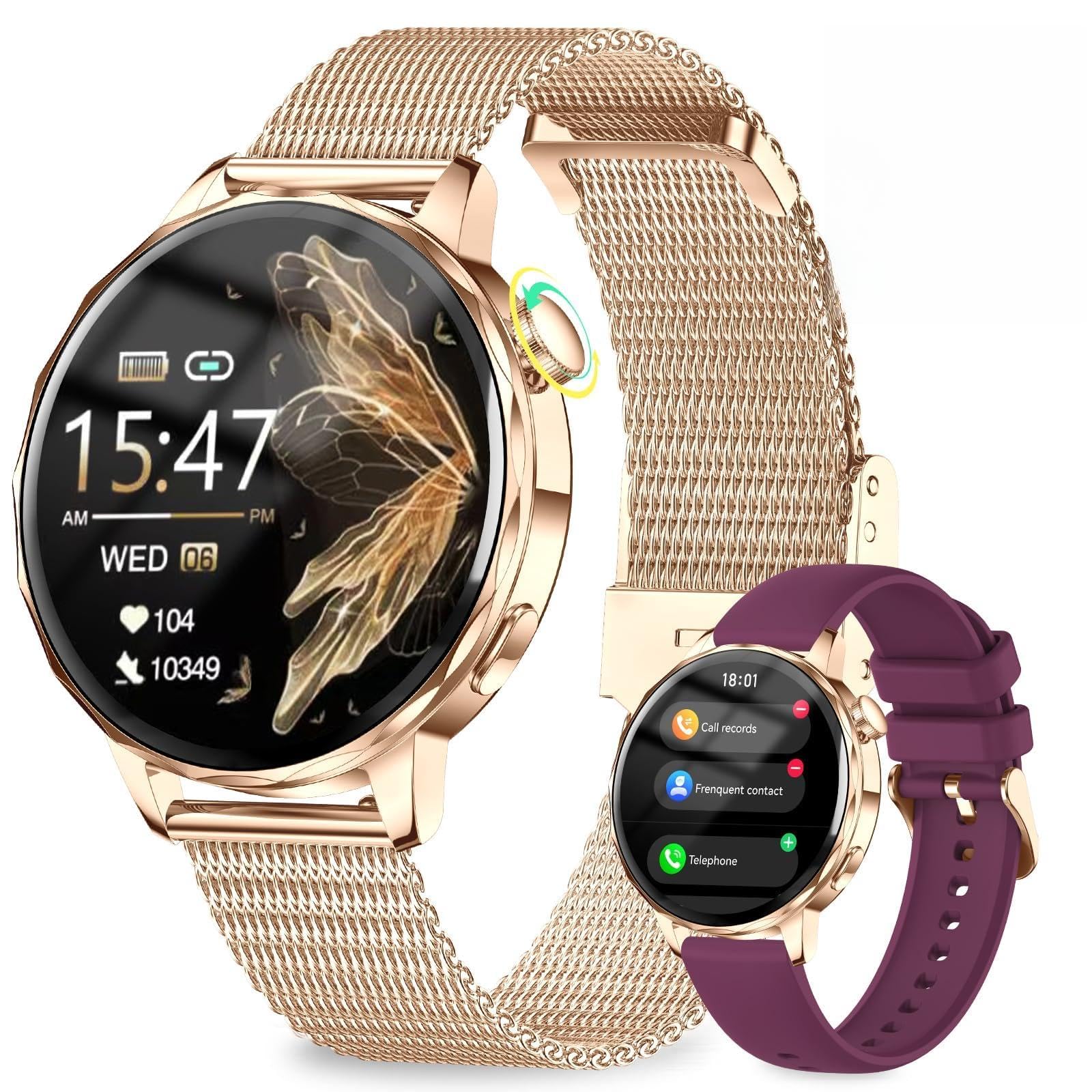 Efolen Montre Connectée Femme avec Appel Bluetooth, 1.27" HD Rond