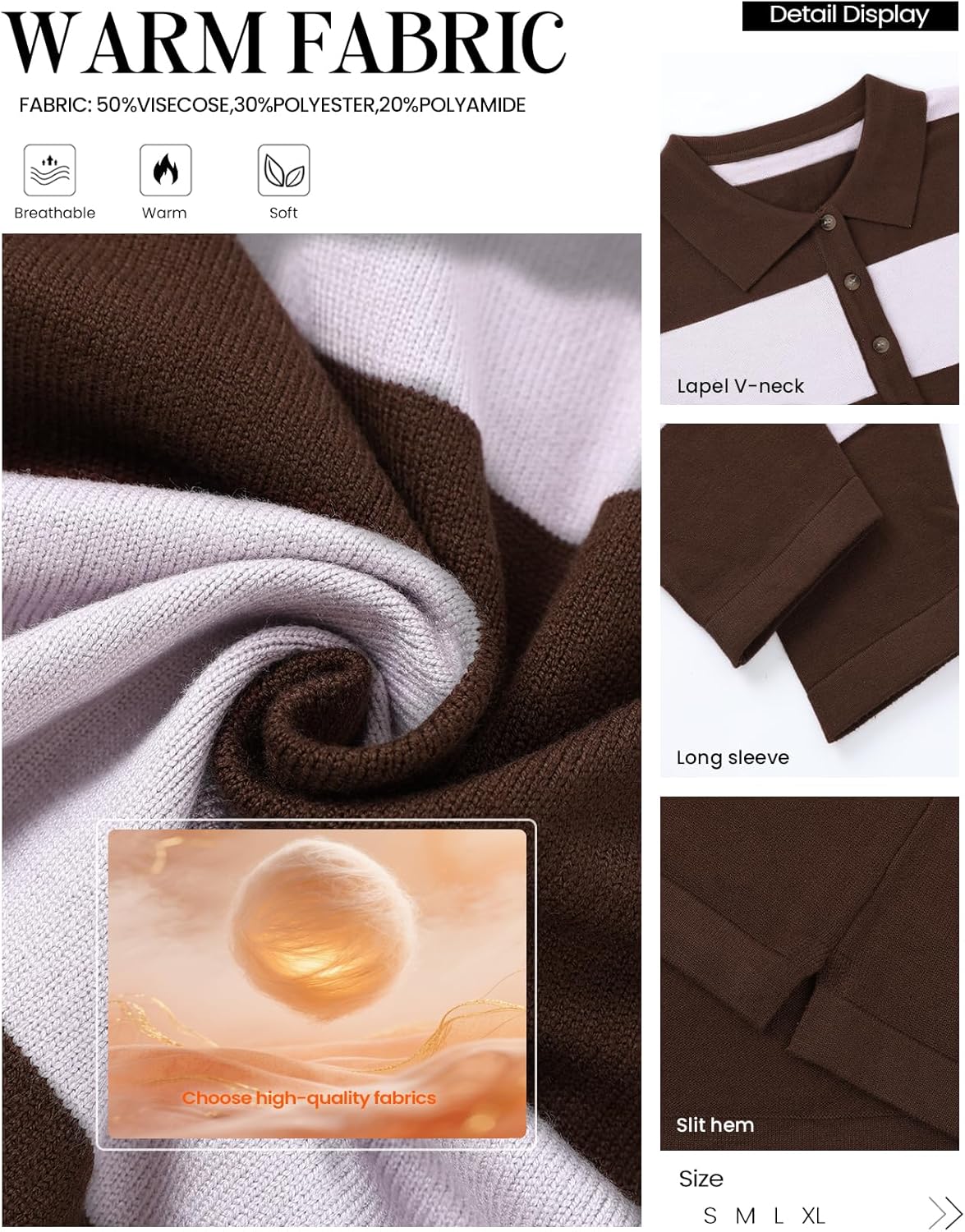 Rugby Polo Sweater for Women Striped Collared Sweaters Shirt Long Sleeve Knit Y2K Casual Pullover Top - Image 4