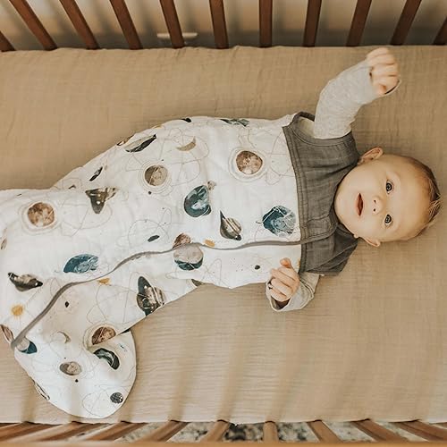 Miniatura 6 de Little Unicorn Saco de dormir acolchado de muselina de algodón planetario 100% algodón Súper suave y ligero Bebé Talla S 0-6 meses Lavable a