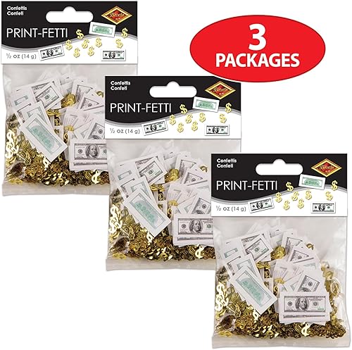 Miniatura 6 de Beistle 1.5 onzas Big Bucks Print-Fetti Dinero Confeti Decoración de mesa para premios Casino Noche Fiesta Suministros