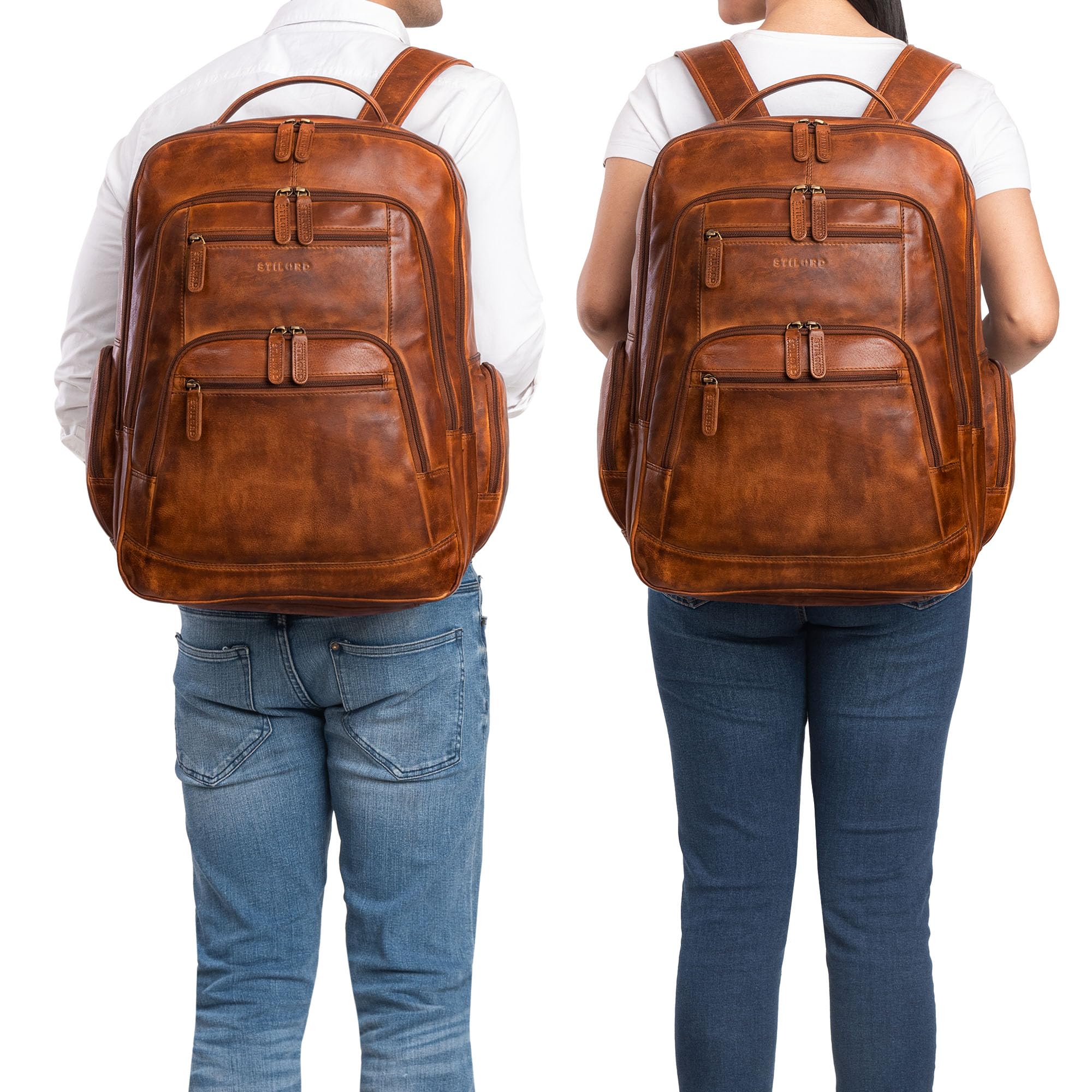 STILORD 'Igor' Zaino Pelle Porta Pc 17-18 Pollici Uomo e Donna Zaino Laptop Business Zaino viaggio grande Borsa per insegnanti lavoro ufficio e studenti