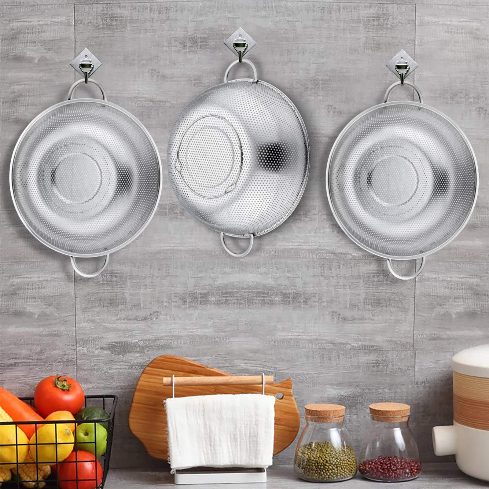 HaWare - Colino da cucina in acciaio inox con manico, Ø 28 cm, grande scolapasta microforato, per scolapiatti e risciacquo di cucina/pasta/verdure/frutta/riso, lavabile in lavastoviglie