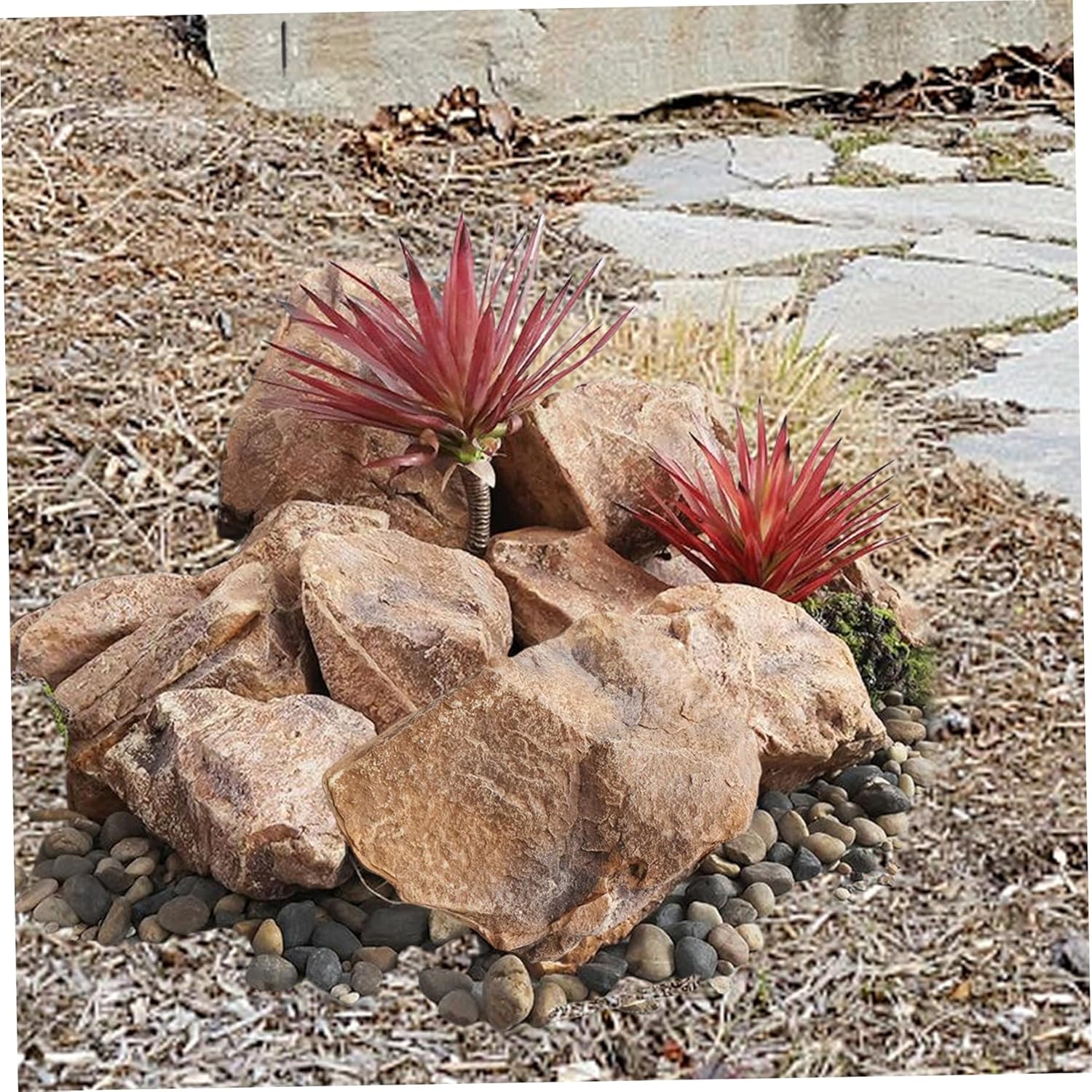 Landscape Rocks 14×11×9in Artificial Foam Faux Stone Natural Aesthetic Rocks for Outside Garden Well Cover