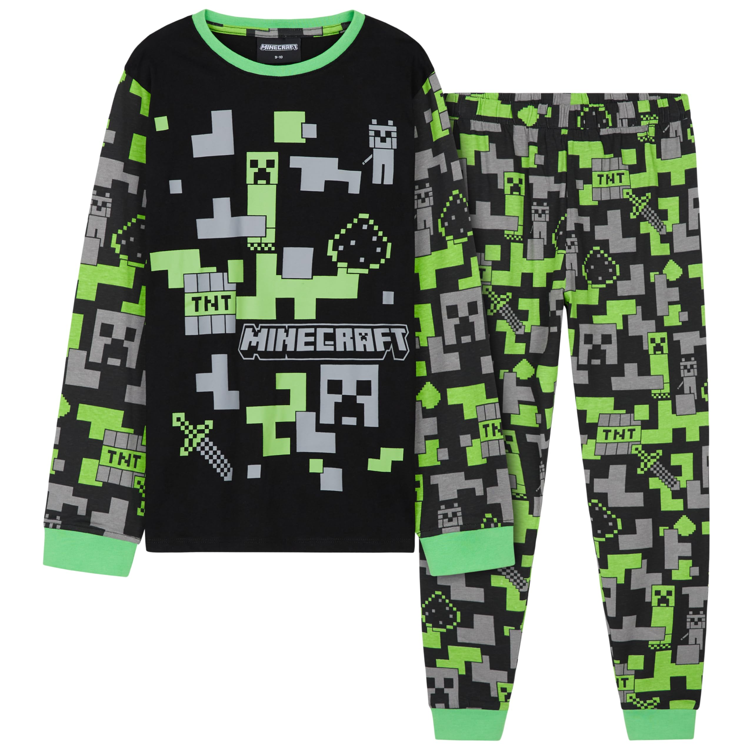 MINECRAFT Lungo Pigiama Ragazzo, Cotone Abbigliamento da Casa - Regalo Bambino